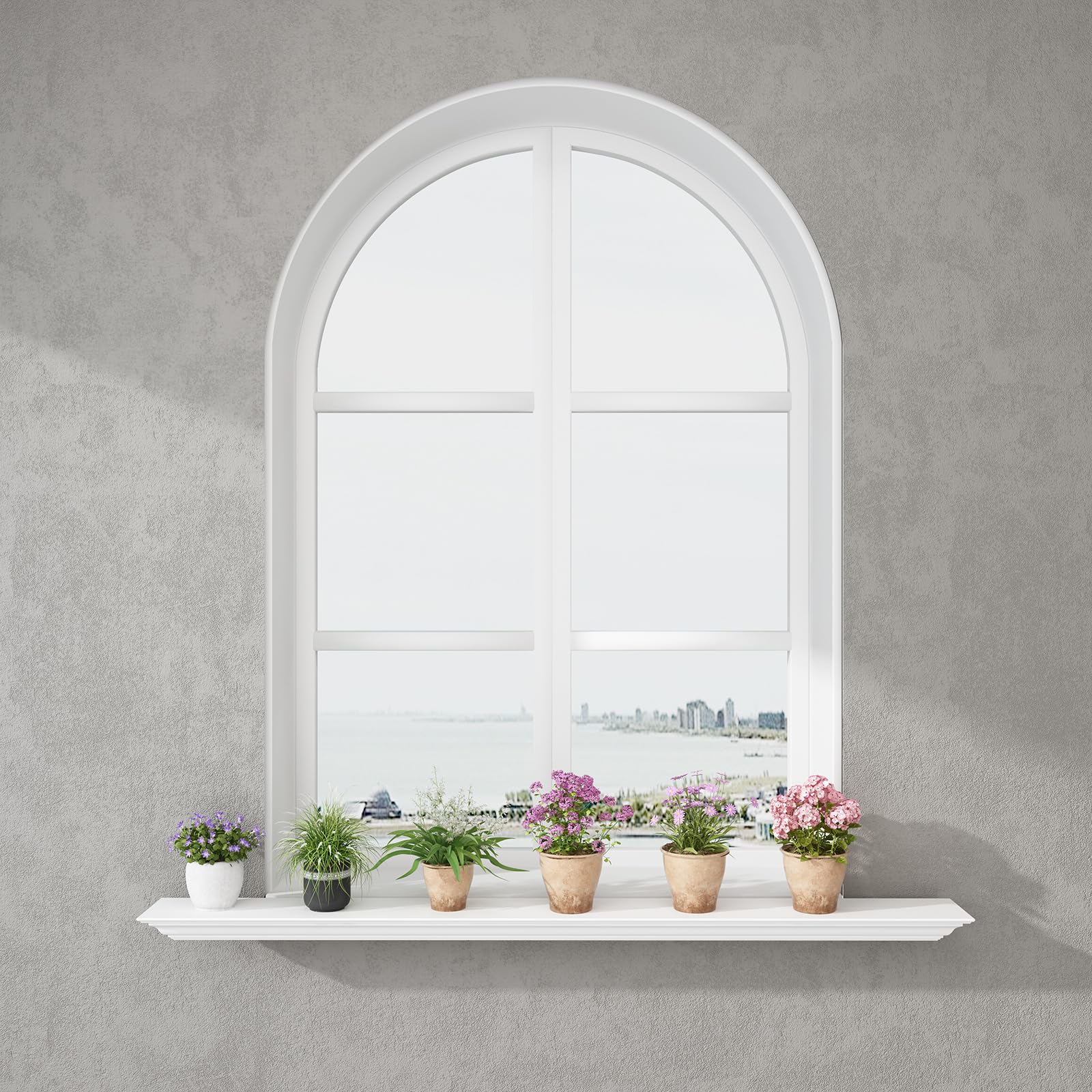 WELLAND 48 Inch White Pine Wood Fireplace Mantel Shelf - Wall Mounted Floating Shelf with Corona Crown Molding - Perfect for Living Room, Bedroom & Home Decor (Picture Ledge Shelves)