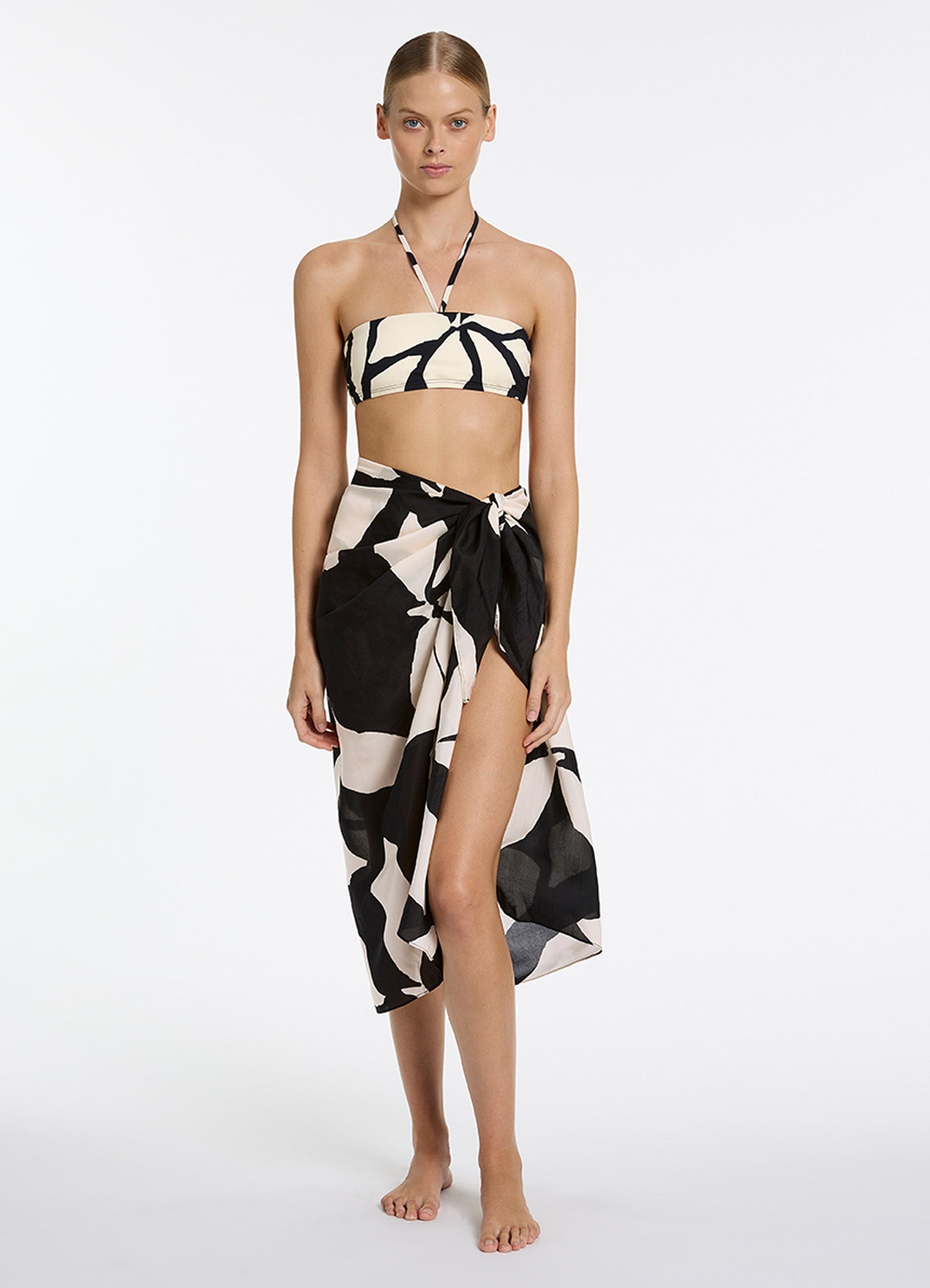 Fiore Sarong Wrap - Black Beach Cover Up for Women | Perfect for Pool, Vacation & Summer Outfits