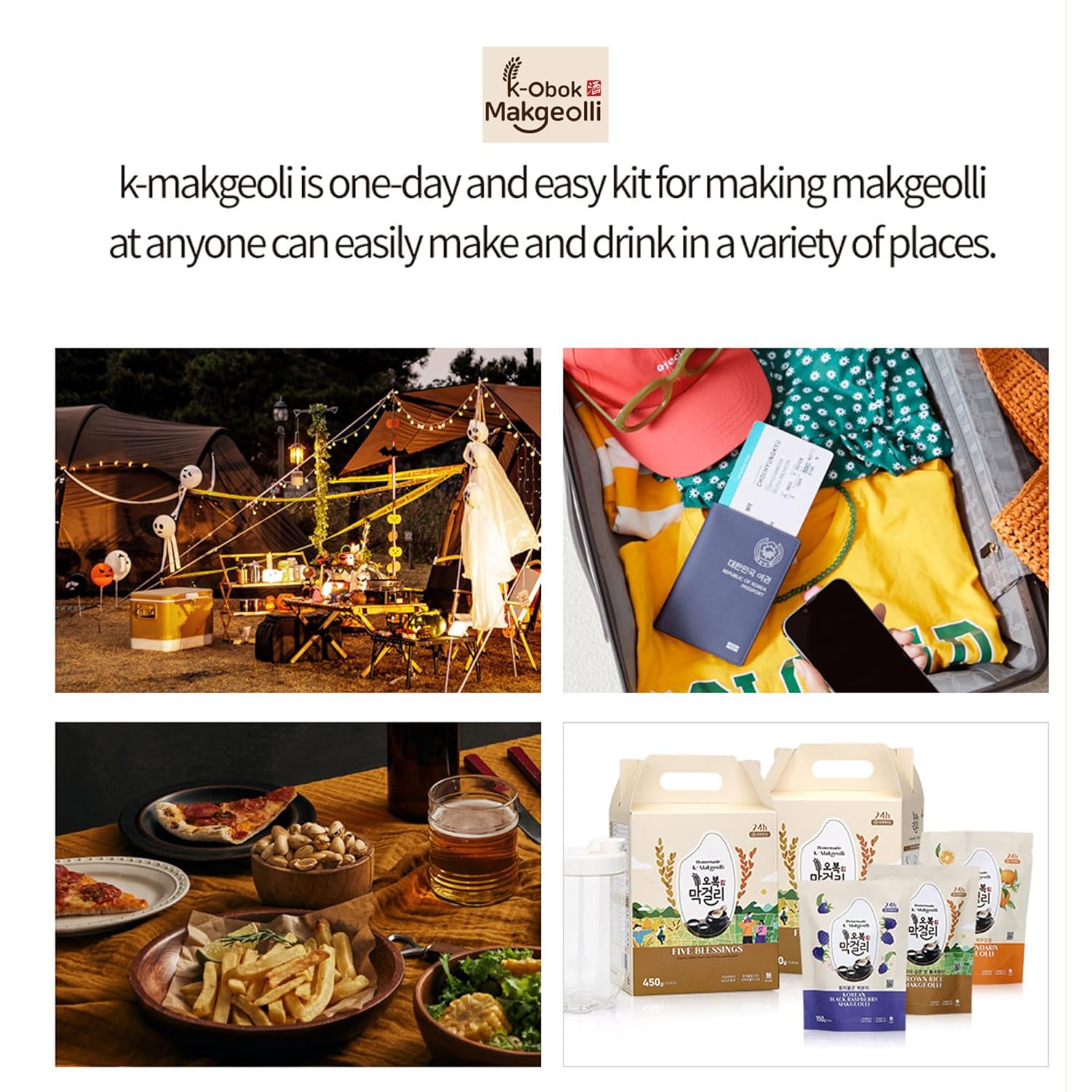 K Makgeolli DIY Kit - 3 Traditional Korean Rice Wine Flavors (Original, Chestnut, Strawberry) - No Container Included | Home Brewing Starter Kit for Korean Alcohol Lovers & Cultural Experience