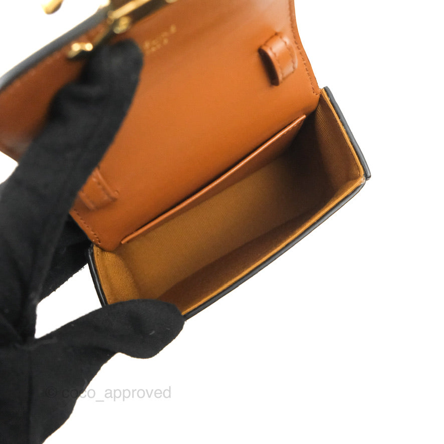 Celine Mini Triomphe Bag in Tan Canvas & Calfskin Leather - Stylish Crossbody Purse for Women, Perfect for Daily Use, Work & Travel