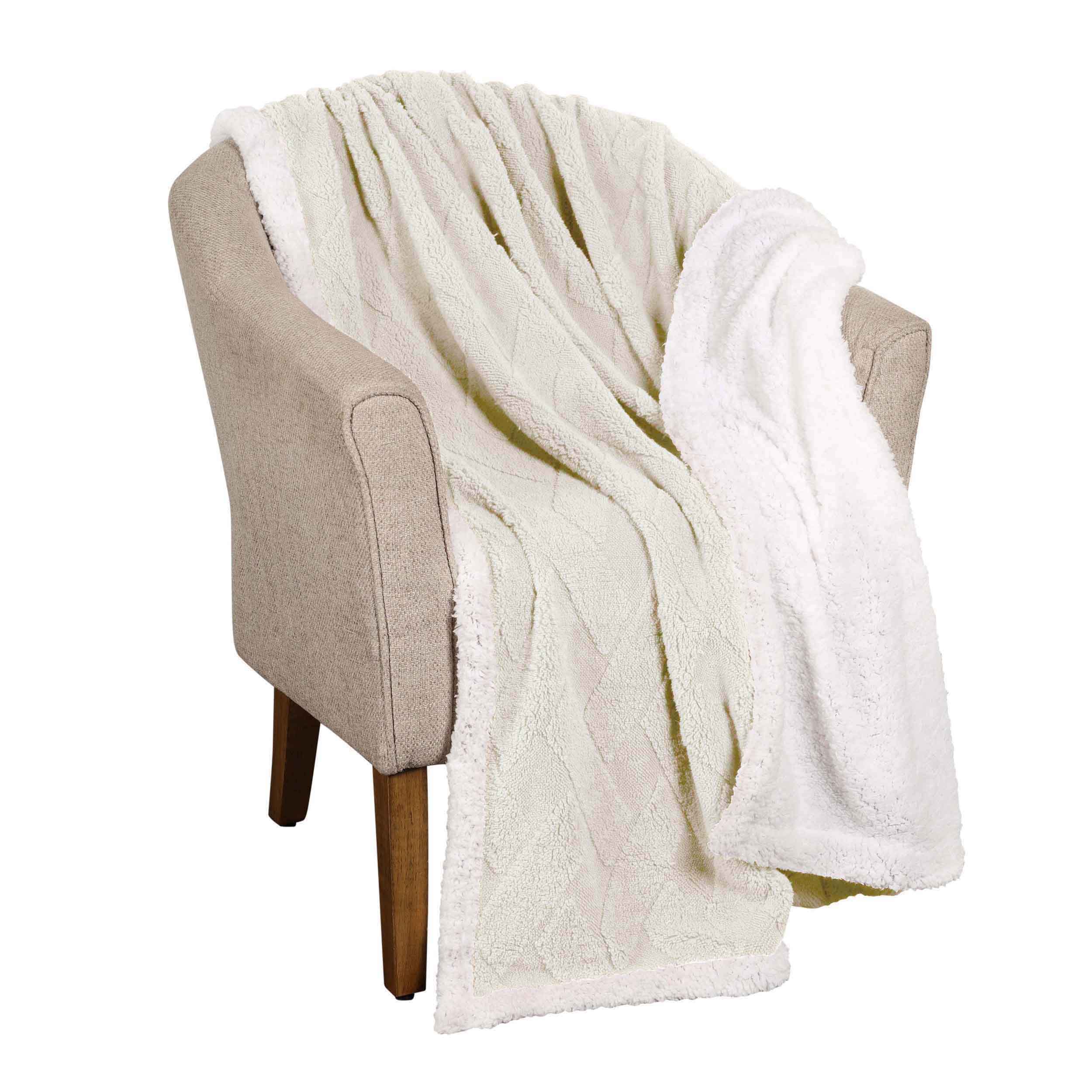 Nuuk Reversible Jacquard Lattice Plush Sherpa Fleece Blanket - Ultra Soft & Warm Winter Throw for Couch, Bed & Travel - Cozy Home Decor Gift for Christmas & Cold Weather