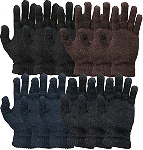 12 Pair Men Solid Assorted Gloves