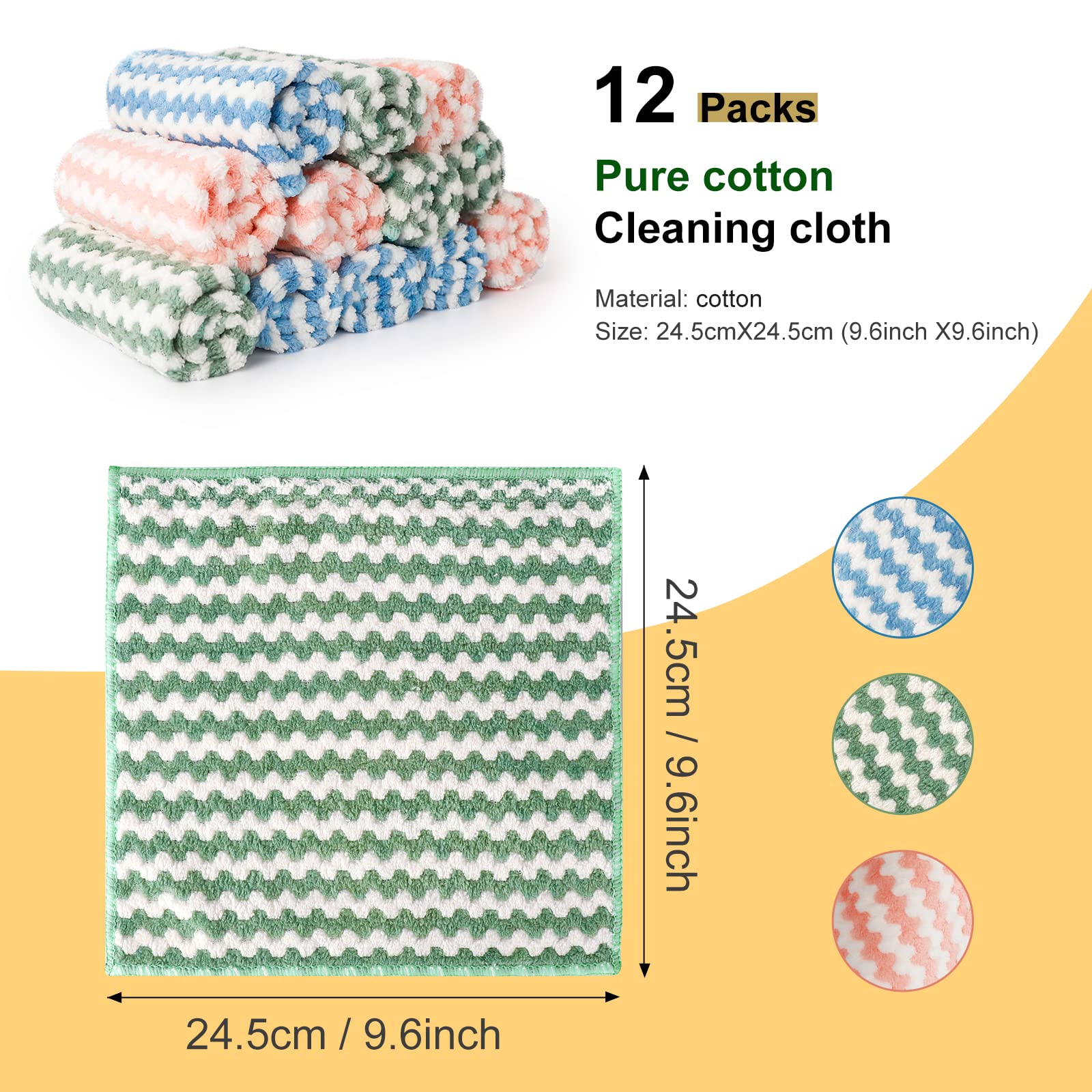 Premium Microfiber Cleaning Cloths - Super Absorbent Dish Towels & Kitchen Rags for Washing Dishes, Dusting, and Household Cleaning - Ideal for Kitchen, Bathroom, and Car Detailing