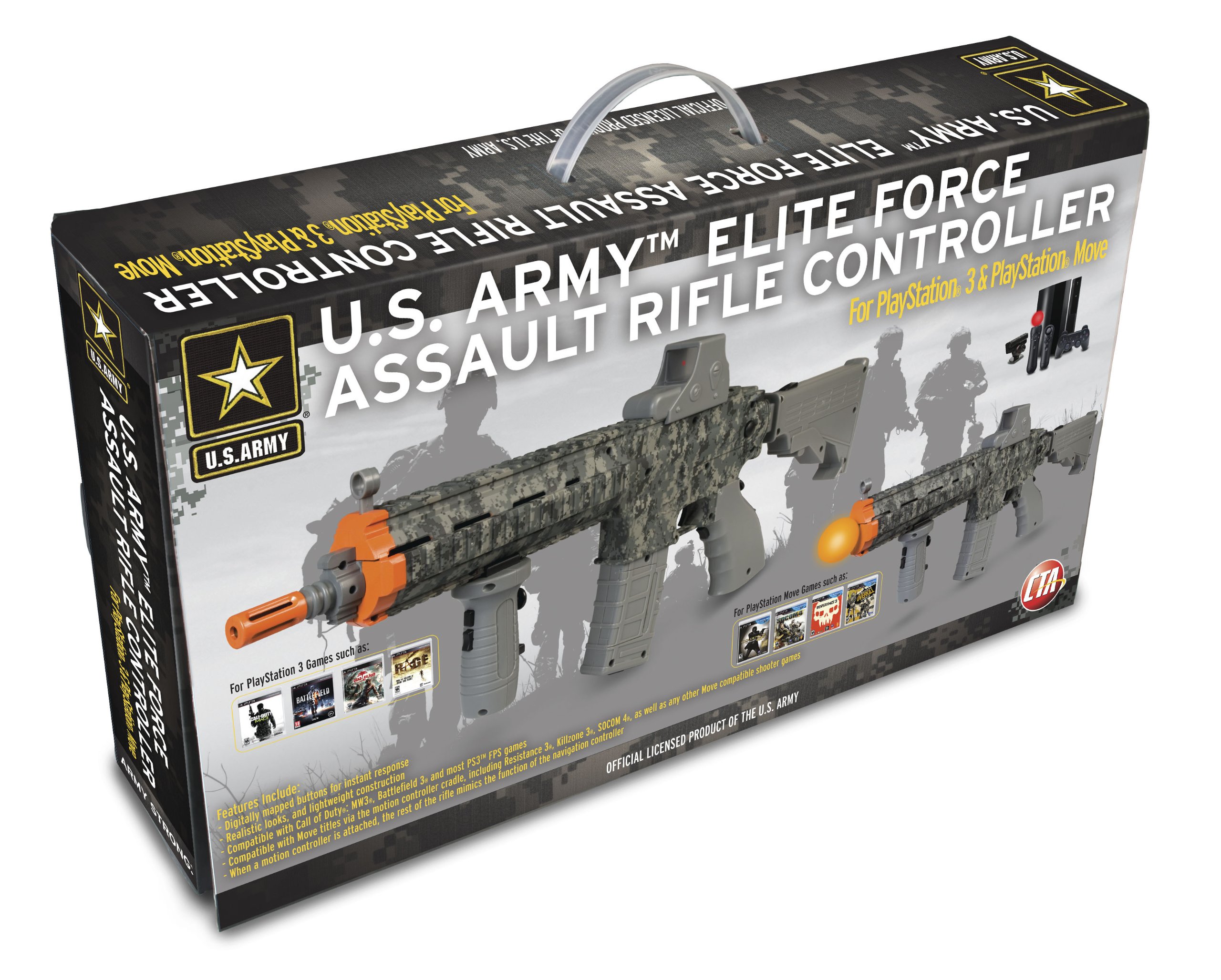 PlayStation Move & PS3 U.S. Army Elite Force Assault Rifle Controller - Standard Edition for PlayStation 3 | Tactical Gaming Accessory for FPS & Military Simulation Games