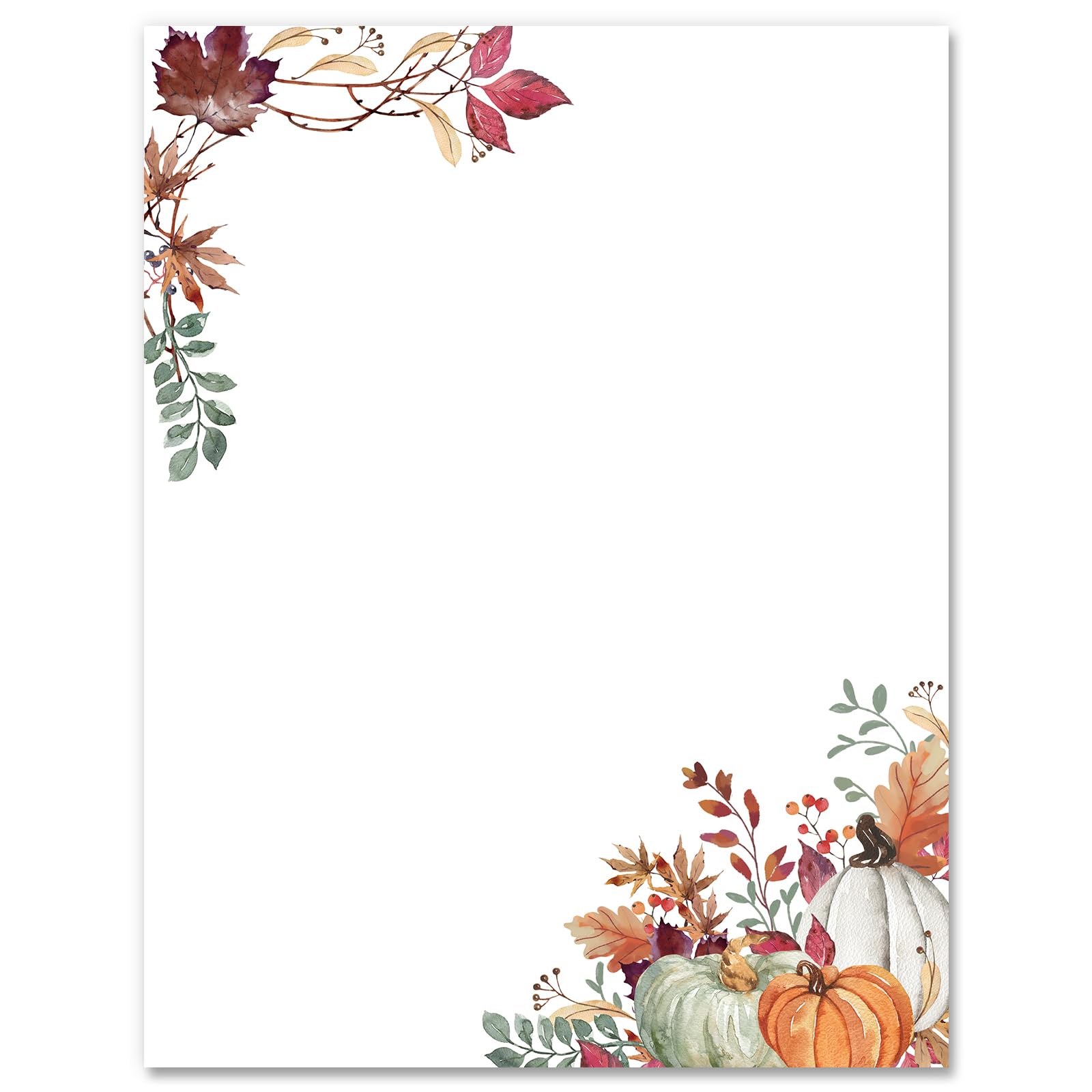 AnyDesign 60 Sheets Fall Stationery Letterhead Paper - Autumn Leaves & Pumpkin Design Rustic Greeting Note Paper for Thanksgiving Invitations, Office Printing, 8.5 x 11 Inch - Perfect for Holiday Cards, DIY Crafts & Seasonal Decorations