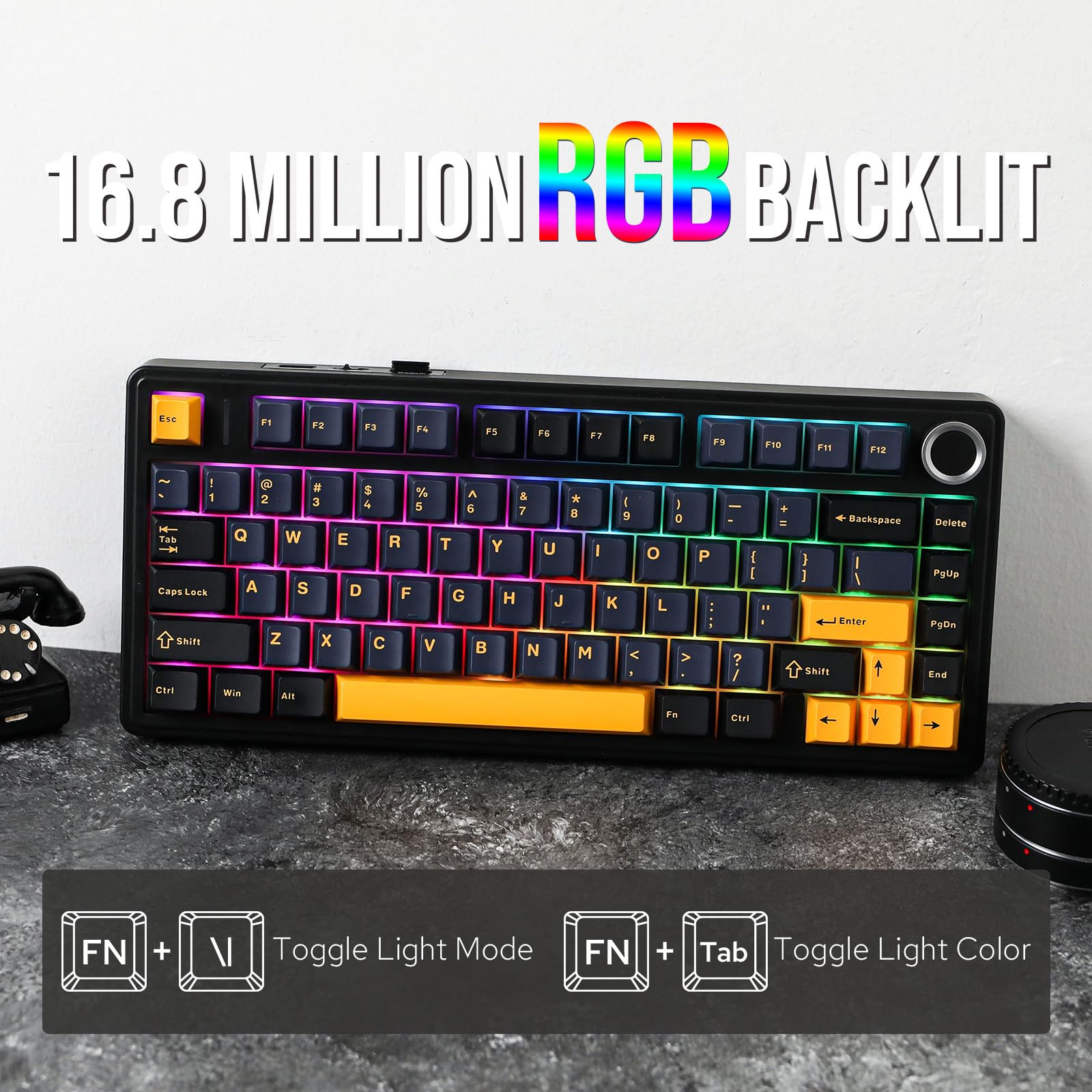EPOMAKER F75 Wireless Mechanical Keyboard - Hot Swappable, RGB, Bluetooth/2.4GHz/USB-C for Gaming & Office