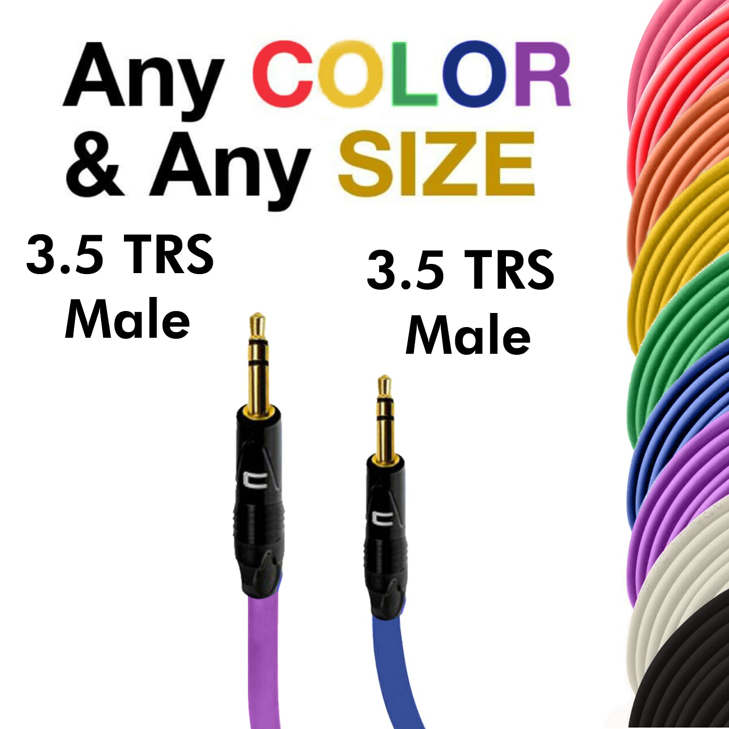 COLUBER CABLE 15ft Purple 3.5mm TRS Male to TS Male Audio Cable - Professional 3-Pin Microphone Connector for Powered Speakers, Audio Interfaces & Mixers - Perfect for Live Performances, Studio Recording & DJ Setups