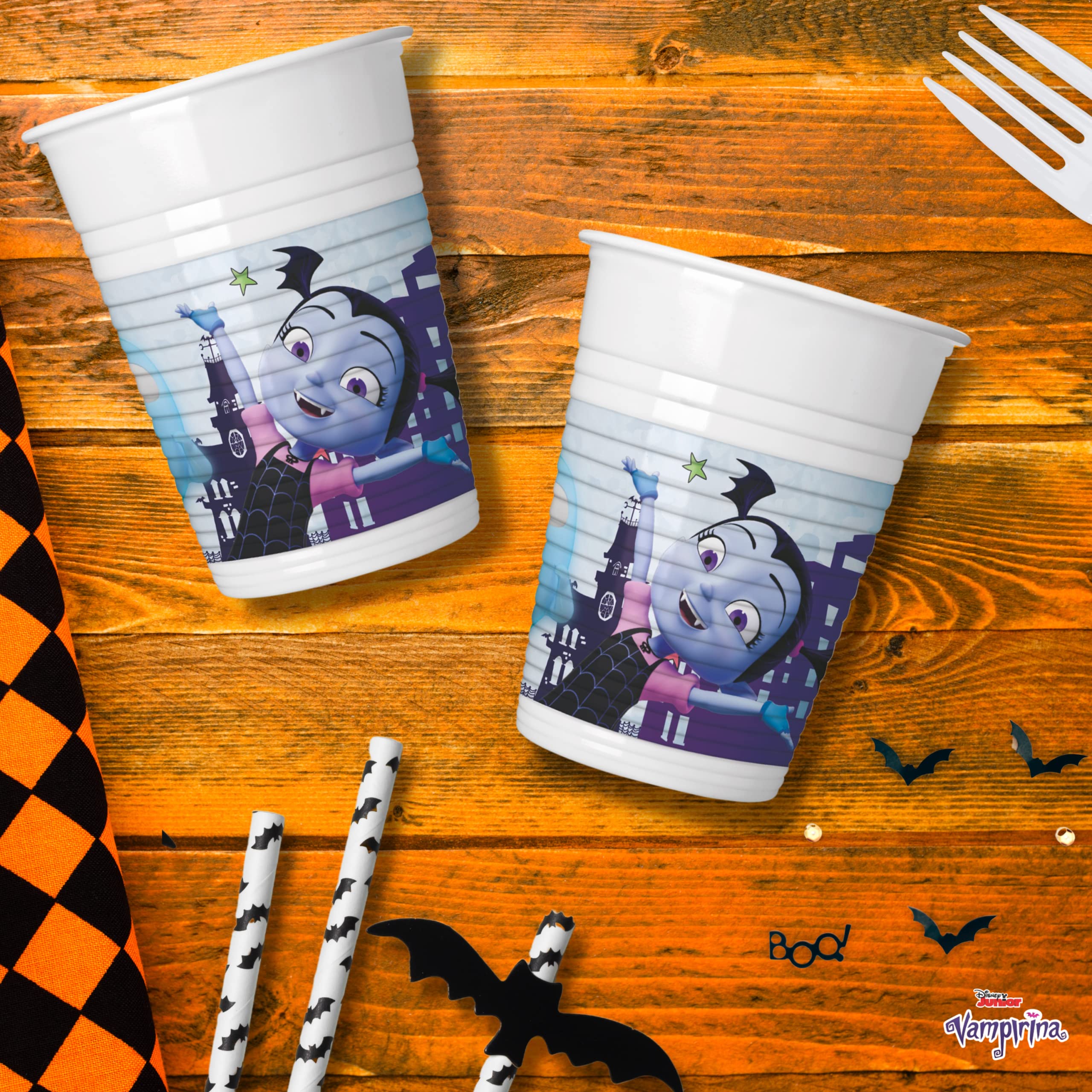 Halloween Party Cups - 8 Pack Vampirina Themed Disposable Cups for Halloween Celebrations, Trick or Treat, Costume Parties & Spooky Decorations