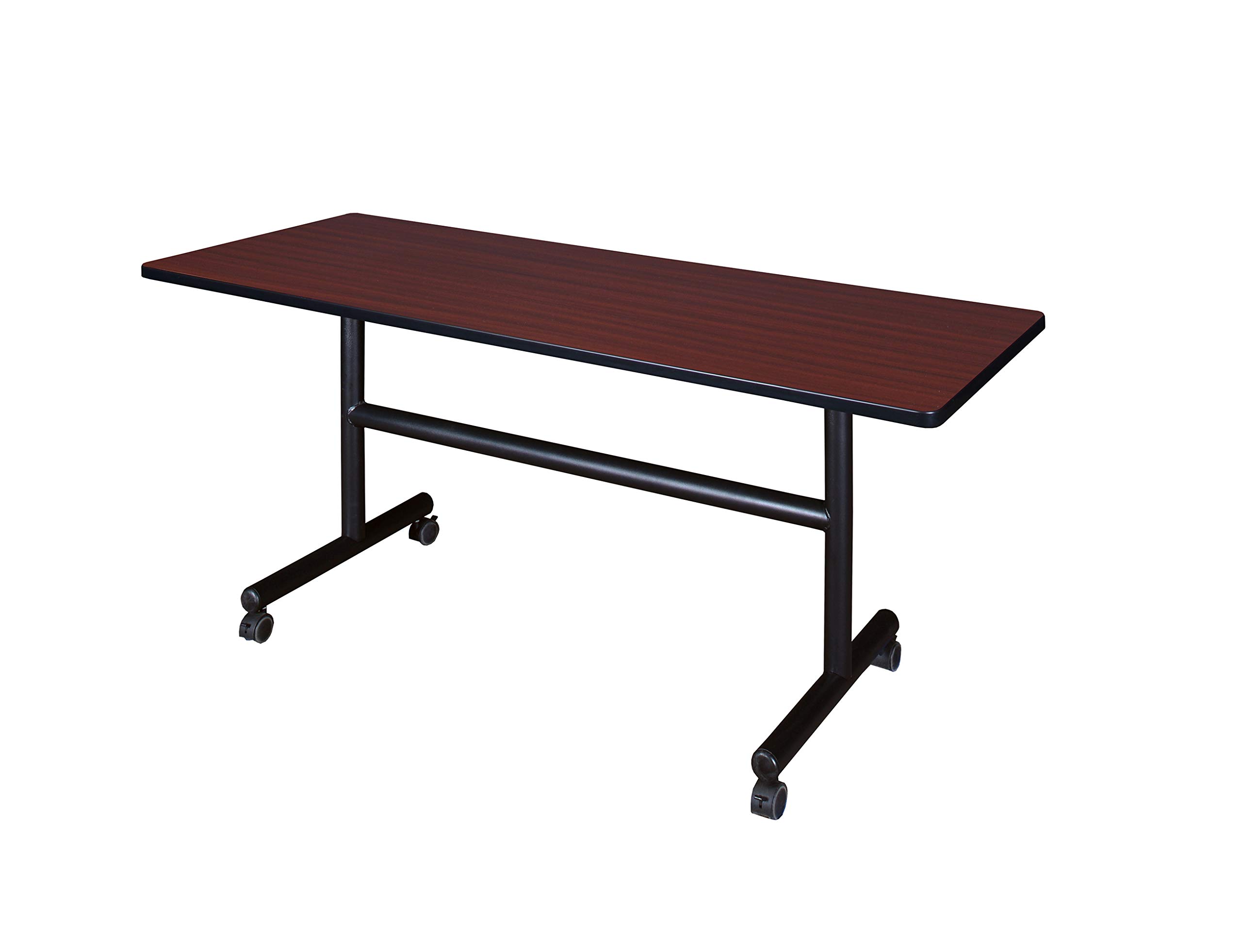 Kobe 60 Inch Flip Top Mobile Training Table - Solid Mahogany Wood Folding Table for Gym, Yoga & Fitness Studio - Portable Workout Bench with Wheels for Home & Commercial Use
