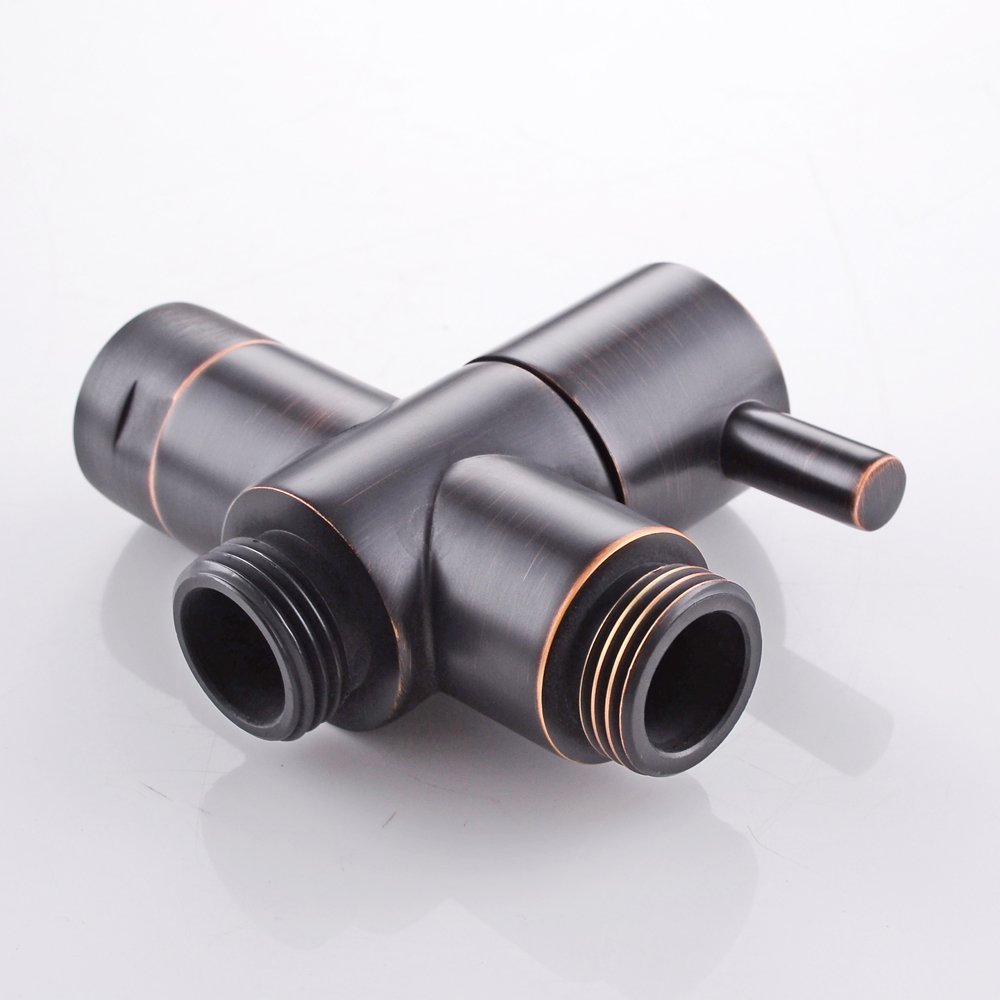 3-Way Shower Diverter Valve - Oil Rubbed Bronze Shower Head Adapter with Shut Off Valve - Replacement Splitter for Shower Arm & Handheld Shower Head - Perfect for Bathroom Renovation & Multi-Function Shower Systems