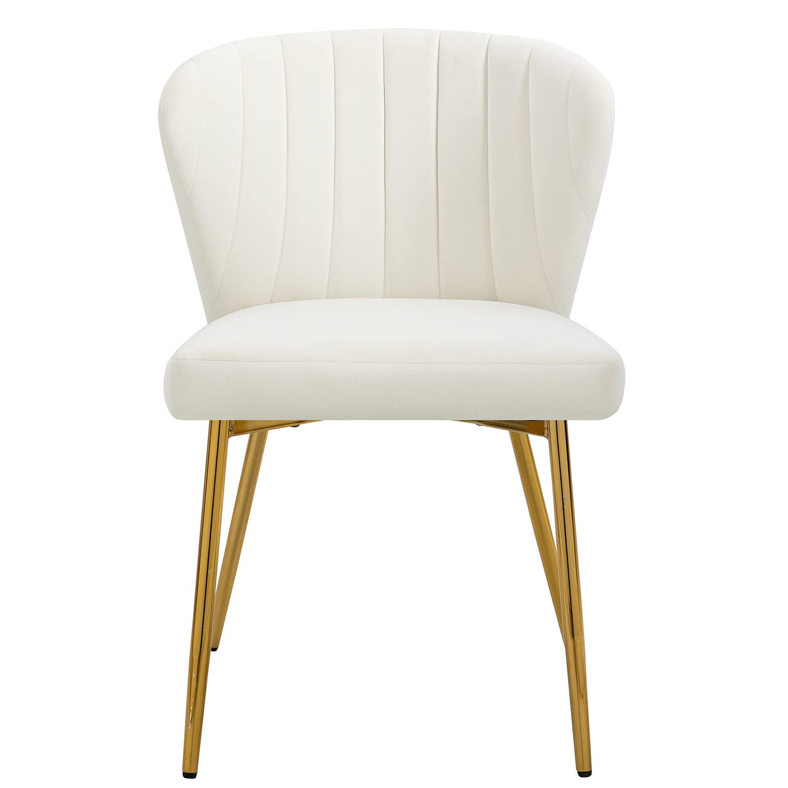 Luxury Velvet Dining Chairs Set of 2 - Modern Upholstered Accent Chairs with Golden Metal Legs for Living Room, Kitchen, Dining Room & Patio - Perfect for Home Decor, Dinner Parties & Cozy Reading (White, 2-Pack)