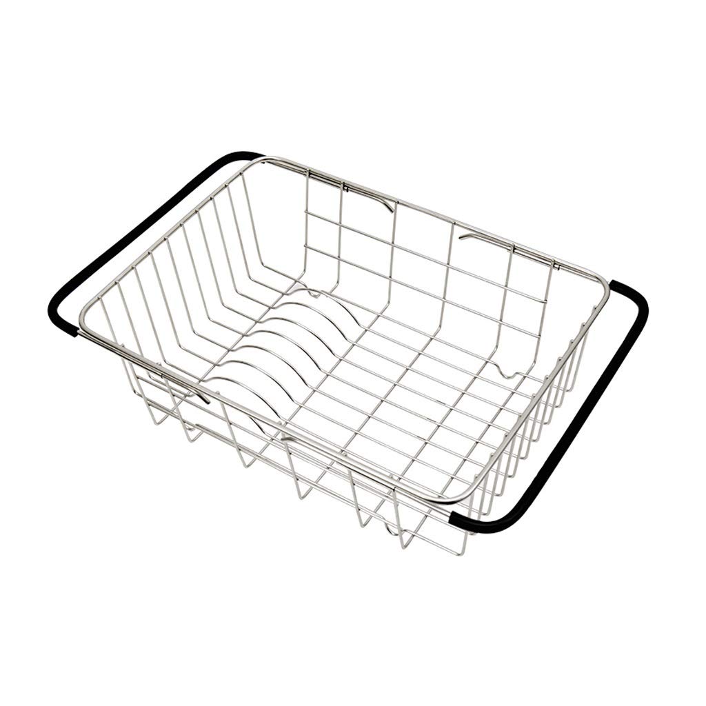 Premium Stainless Steel Expandable Kitchen Colander - Fine Mesh Strainer Basket with Rubber Grip Handles for Fruits, Vegetables & Pasta | Over The Sink Drain Rack for Easy Washing & Food Prep