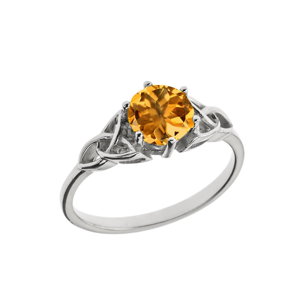 Celtic Rings for Women - Dazzling Sterling Silver Personalized Genuine Gemstone Trinity Knot Engagement & Proposal Ring (Size 5.75) - Perfect for Wedding, Anniversary & Romantic Gifts
