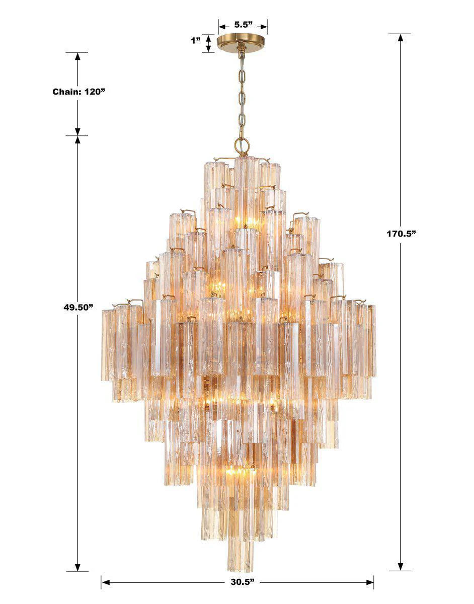 Addis Diamond Chandelier 49 Inch Height - Modern Crystal Ceiling Light Fixture for Dining Room, Living Room, Bedroom & Entryway