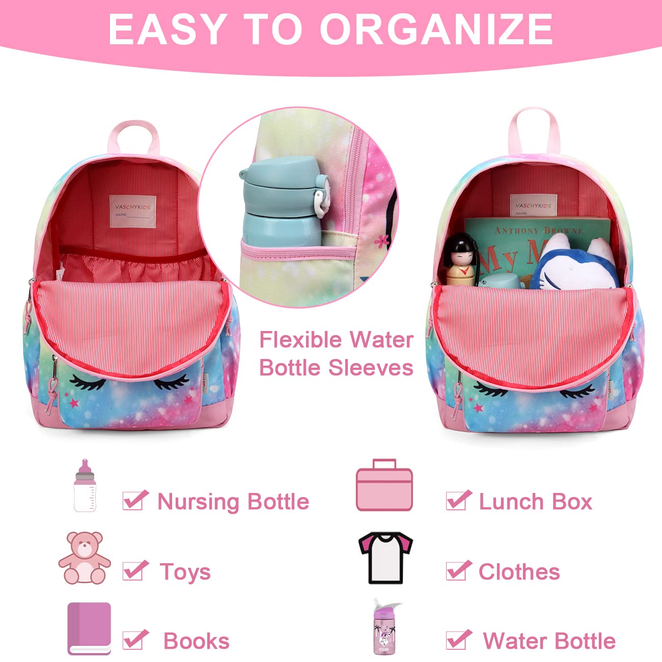 VASCHY Kids Backpack - Lightweight Water Resistant School Backpack with Adjustable Chest Strap for Boys & Girls | Perfect for Preschool, Daycare & Travel