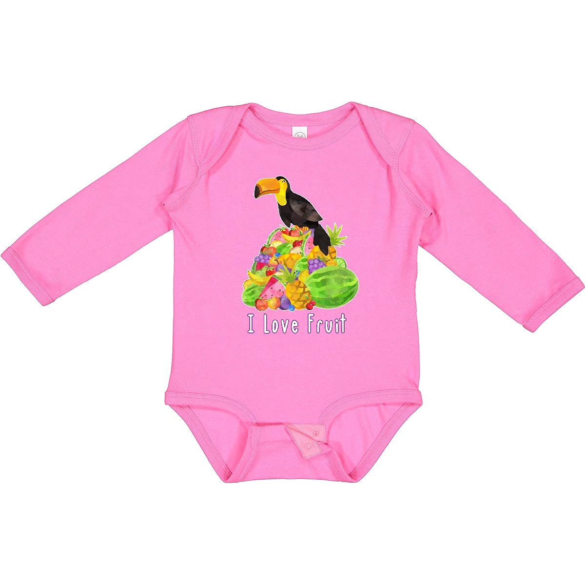 Inktastic I Love Fruit Toucan Long Sleeve Baby Bodysuit - Cute Animal Print Onesie for Newborns & Infants - Perfect for Playtime, Photo Shoots & Everyday Wear