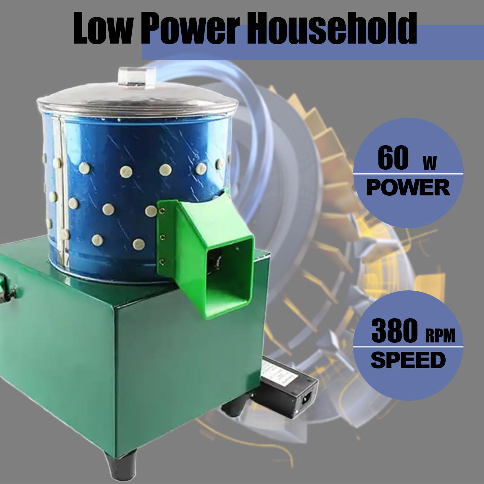 60W Electric Poultry Plucker Machine - Stainless Steel Chicken Feather Remover for Ducks, Chicks & Small Birds | Perfect for Home Butchering, Farm Use & Food Preparation