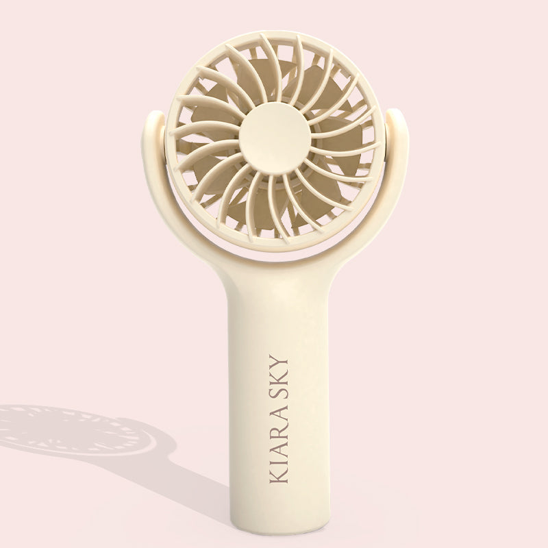 Portable Mini Desk Fan - USB Rechargeable, Quiet & Powerful Personal Cooling Fan for Office, Home, Dorm - Beige | Perfect for Work, Study & Travel
