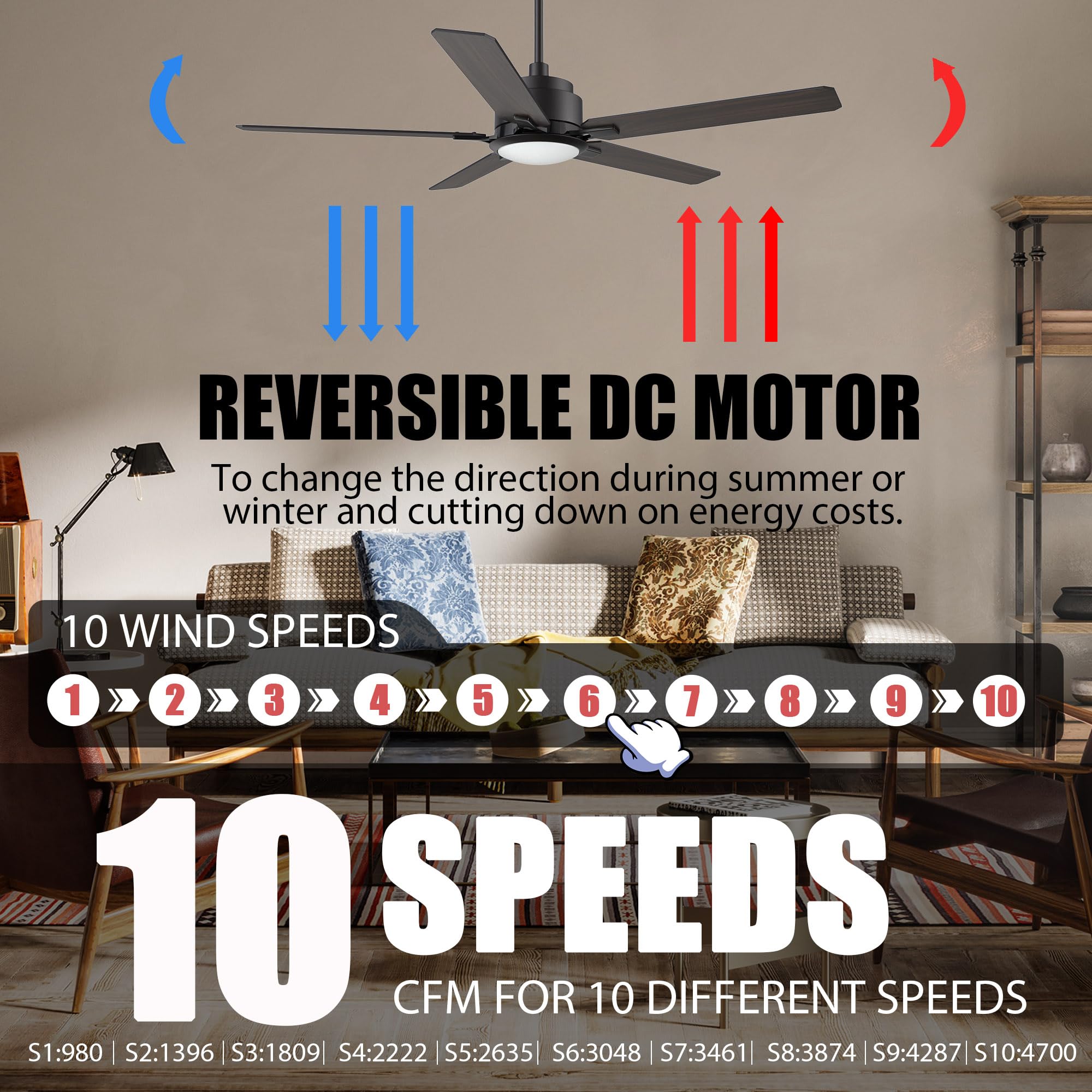Smart Low Profile Ceiling Fan with Lights - 52