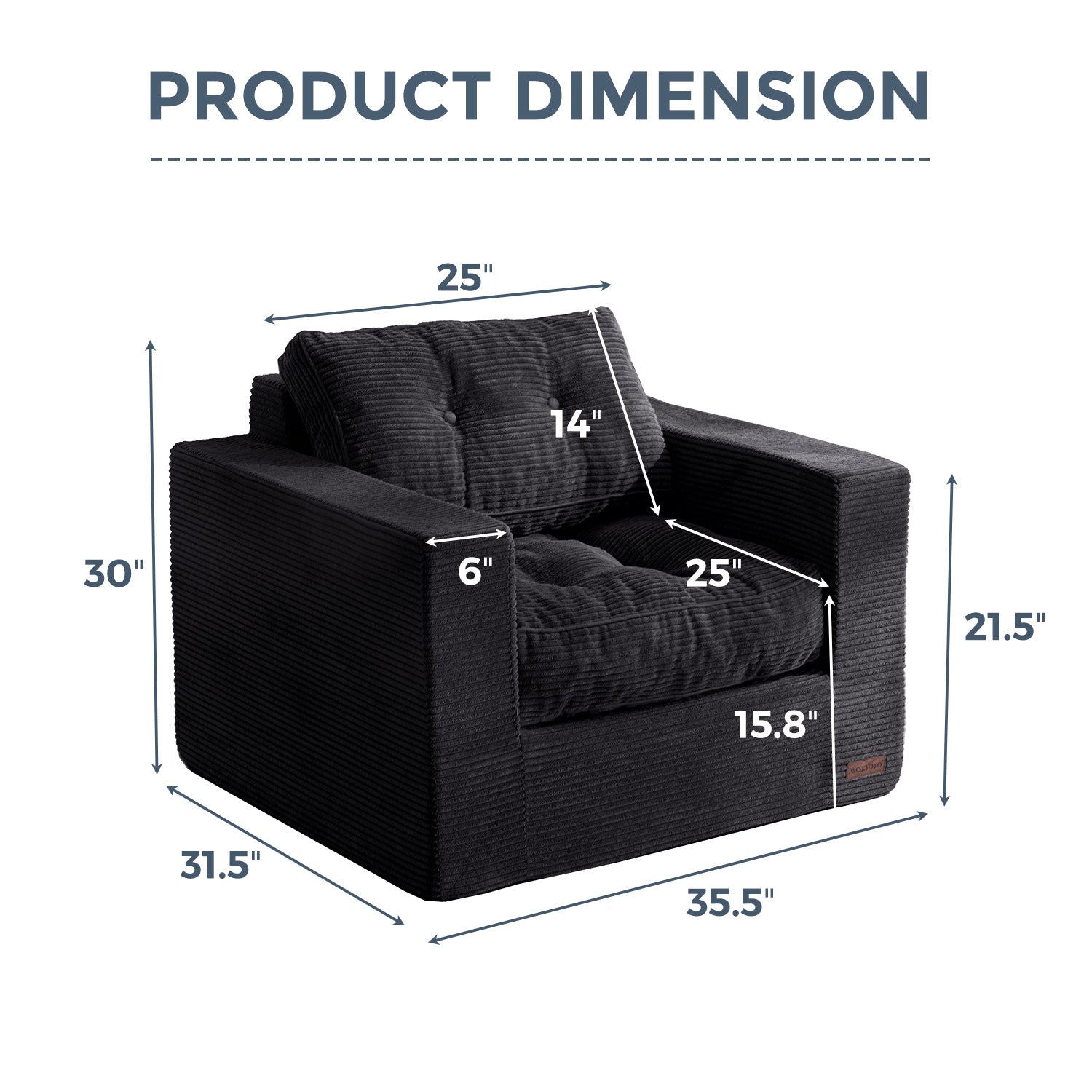MAXYOYO Bean Bag Sofa Chair - Tufted Loveseat Boneless Couch with Removable Cushion & Backrest, Black | Comfortable Floor Seating for Living Room, Bedroom, Game Room & Dorm
