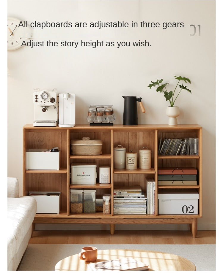 Oak Solid Wood Integrated Display Bookcase - Elegant Bookshelf for Home & Office Storage | Perfect for Living Room, Study, and Library Organization