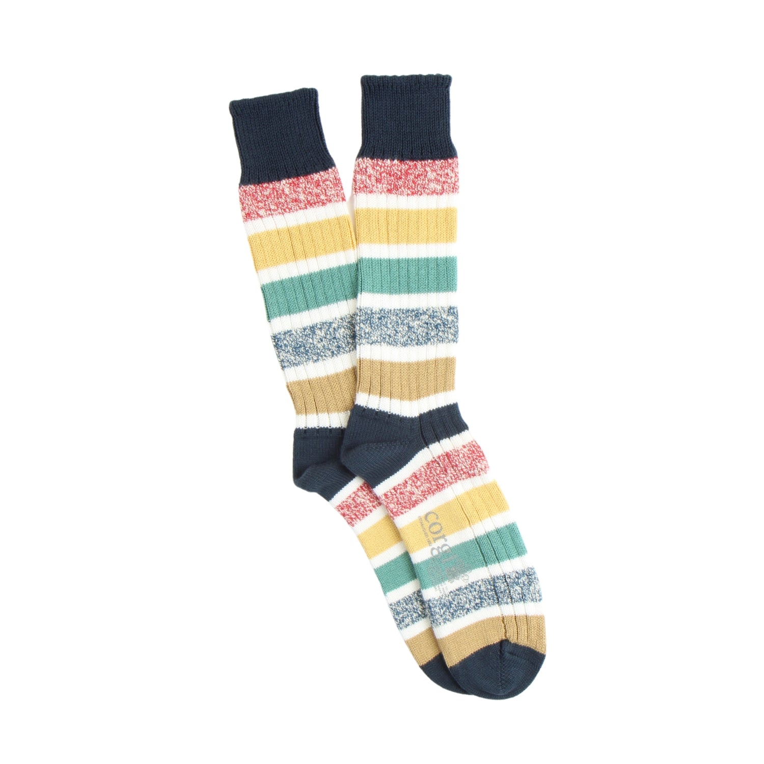 Men's Pantone Stripe Cotton Socks - Comfortable & Breathable Crew Socks for Casual Wear, Work & Gym - Pack of 3 Pairs