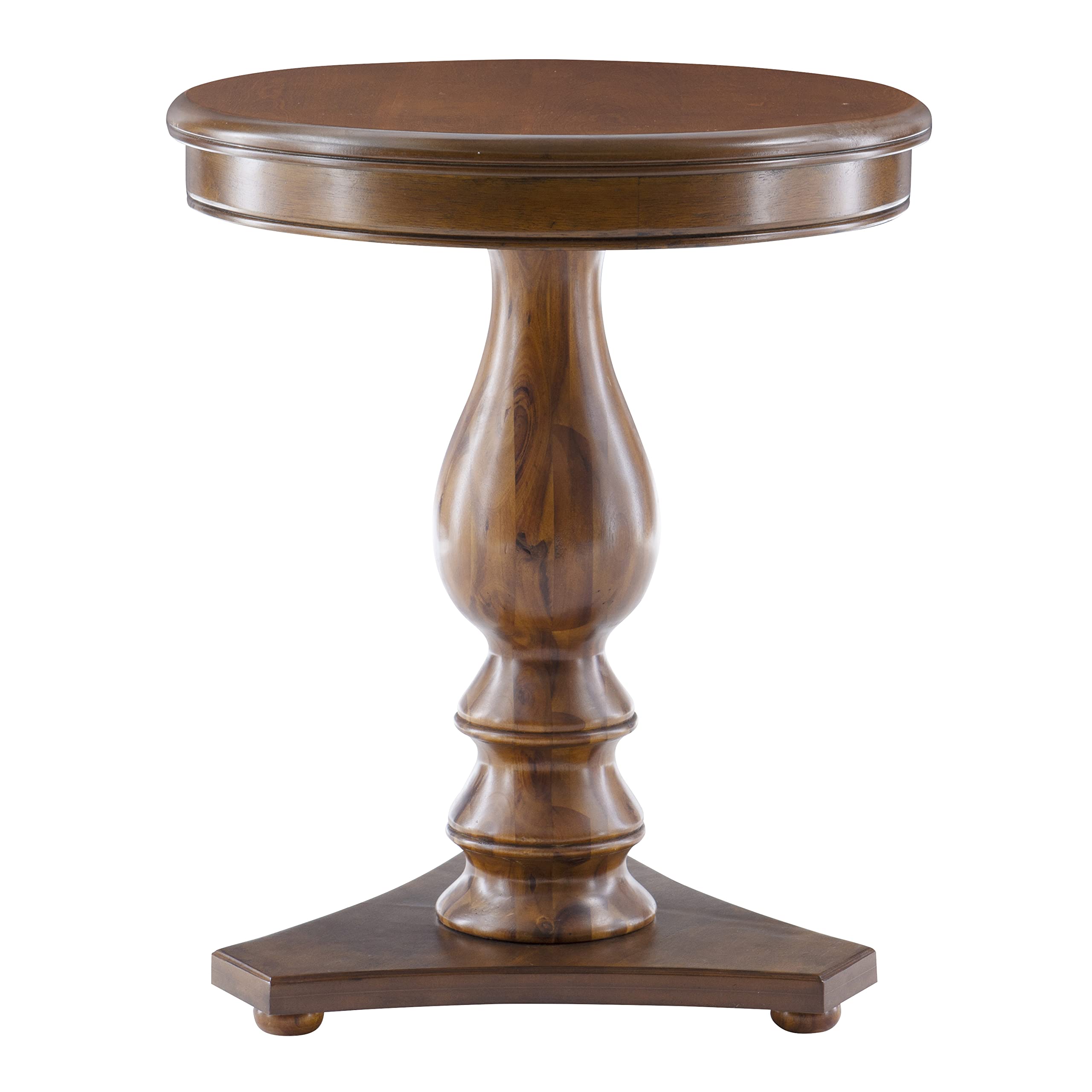 Powell Hazelnut Round Top Finley Pedestal Accent Side Table - Stylish Living Room End Table, Bedroom Nightstand & Coffee Table Alternative - Perfect for Small Spaces, Apartments and Home Decor