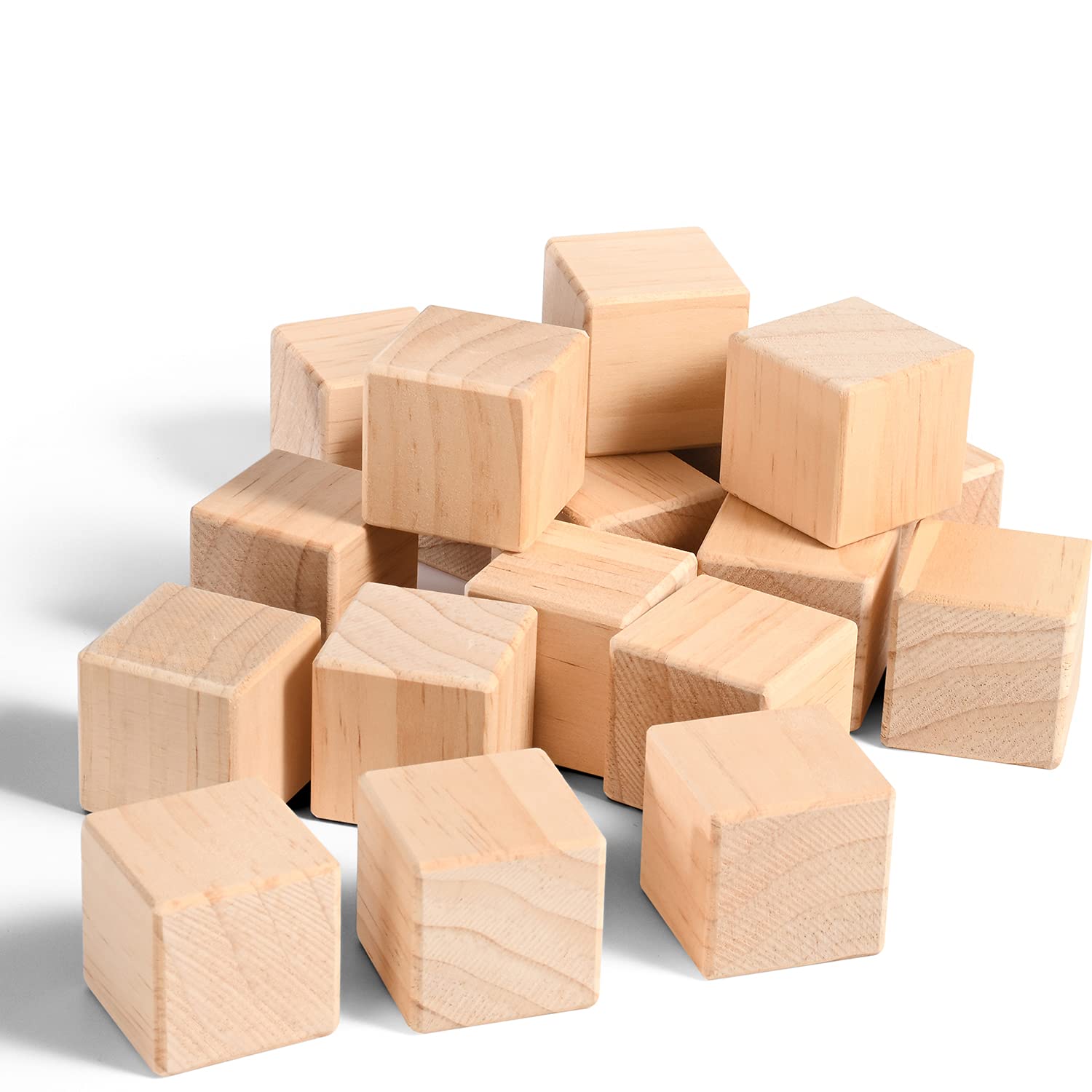 1.5 Inch Natural Wooden Cubes - 36PCS Unfinished Square Blocks with Rounded Corners for DIY Crafts, Alphabet Learning, Number Games & Puzzle Making - Perfect for Kids' Educational Toys, Home Decor & Woodworking Projects