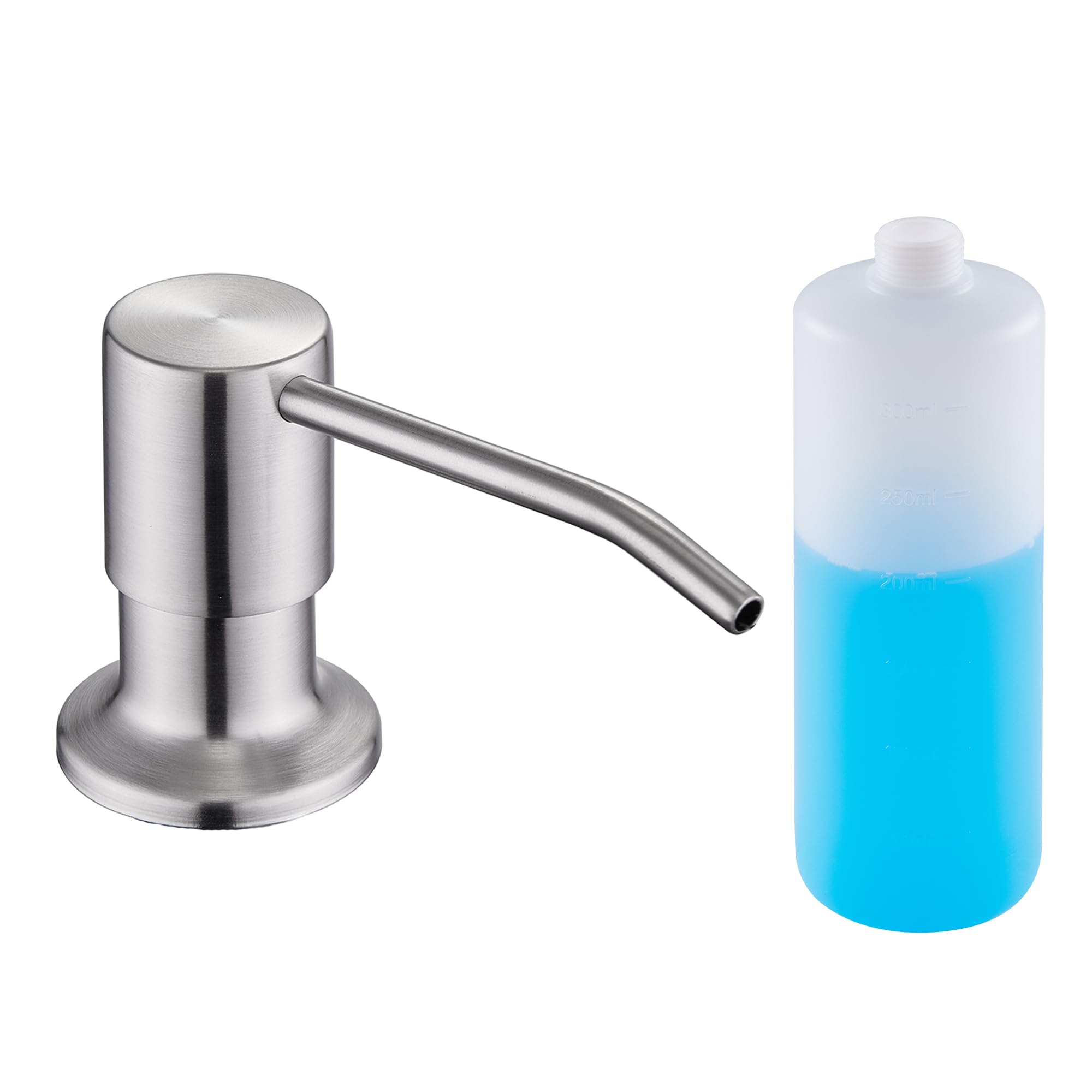 Brushed Nickel Soap Dispenser for Kitchen Sink - Top Refill Stainless Steel Built-in Soap Dispenser with 13oz Bottle | Perfect for Modern Kitchens, Bathrooms & Restaurants