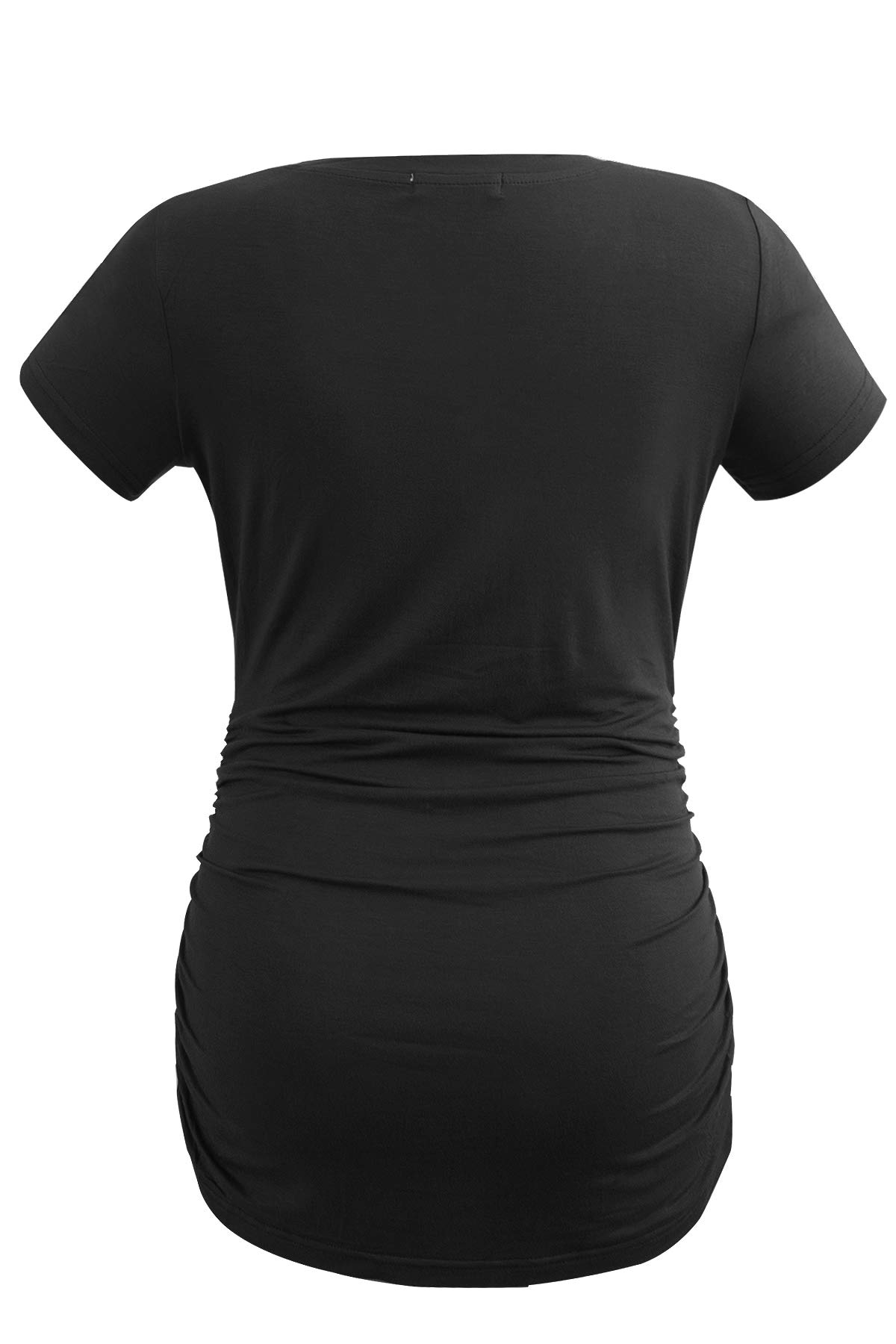 Smallshow Women's Maternity Shirt - Stretchy Side Ruched Pregnancy Top for Summer | Comfortable Nursing & Casual Wear for Expecting Moms (Office, Outing, Maternity Photos)
