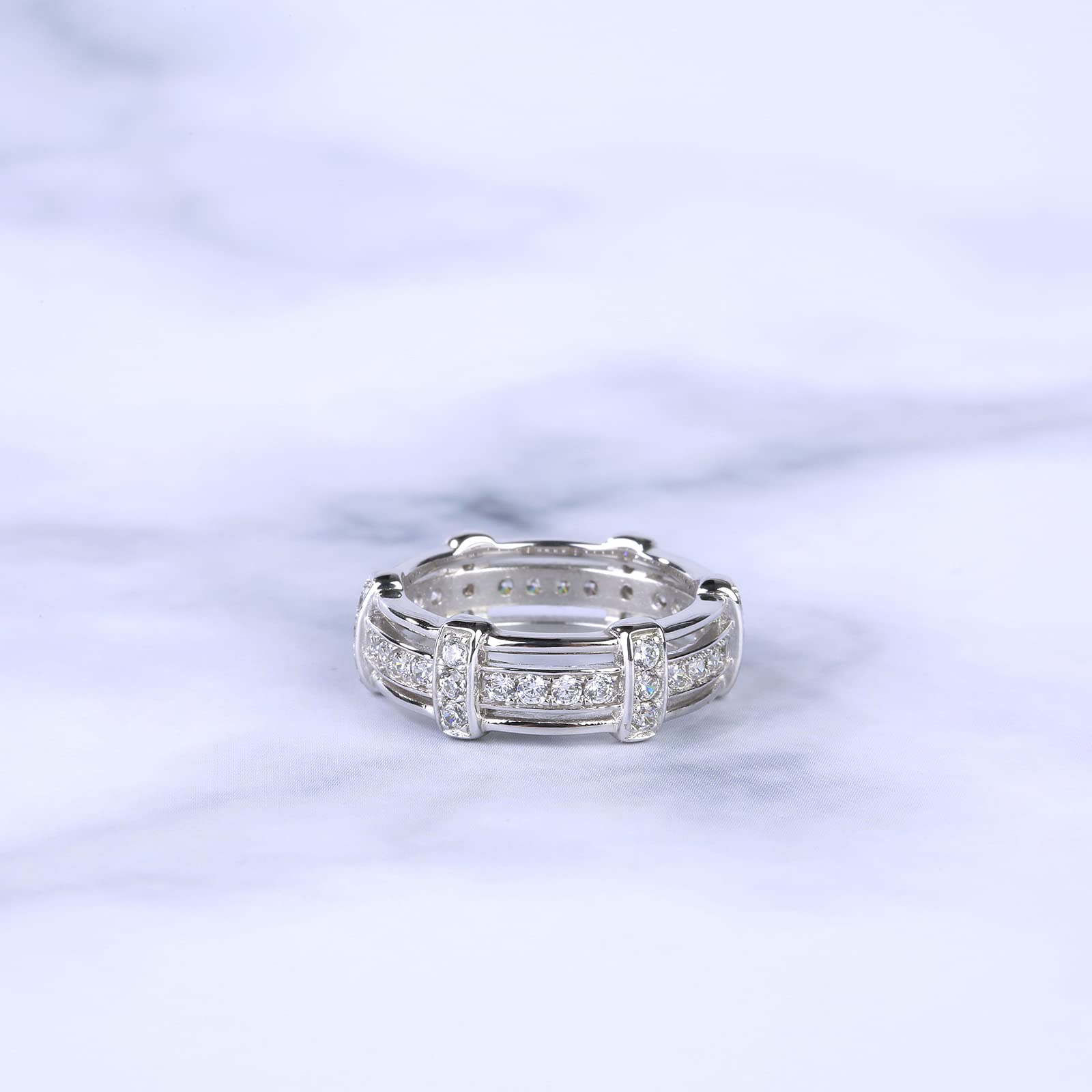 Jeulia Knot Sterling Silver Men's Wedding Band - Round Cut Diamond Promise Ring for Women & Men - Anniversary & Engagement Jewelry Gift with Box (Perfect for Proposals, Vows Renewal & Romantic Occasions)