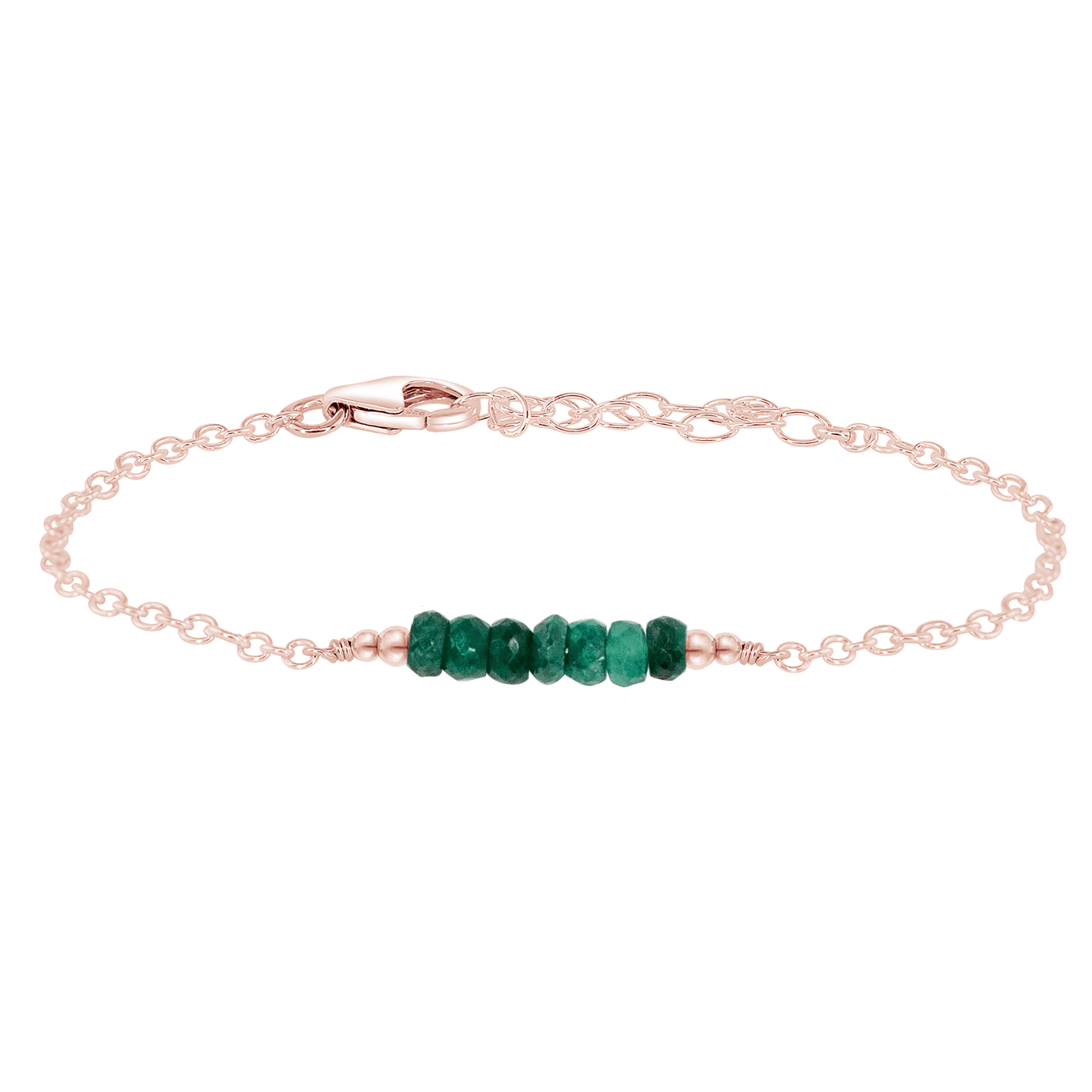 Sparkling Green Emerald Gemstone Faceted Bead Bar Bracelet for Women - Elegant Handmade Jewelry for Party, Wedding & Special Occasions