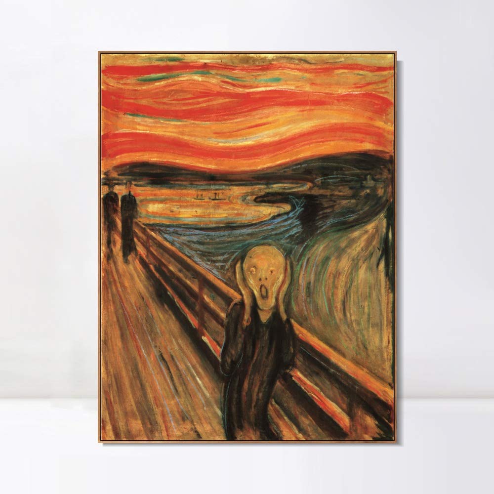 Edvard Munch The Scream Giclee Art Print - Premium Framed Canvas Wall Decor (24x32 Inches, Wood Slim Frame) for Living Room, Bedroom & Office