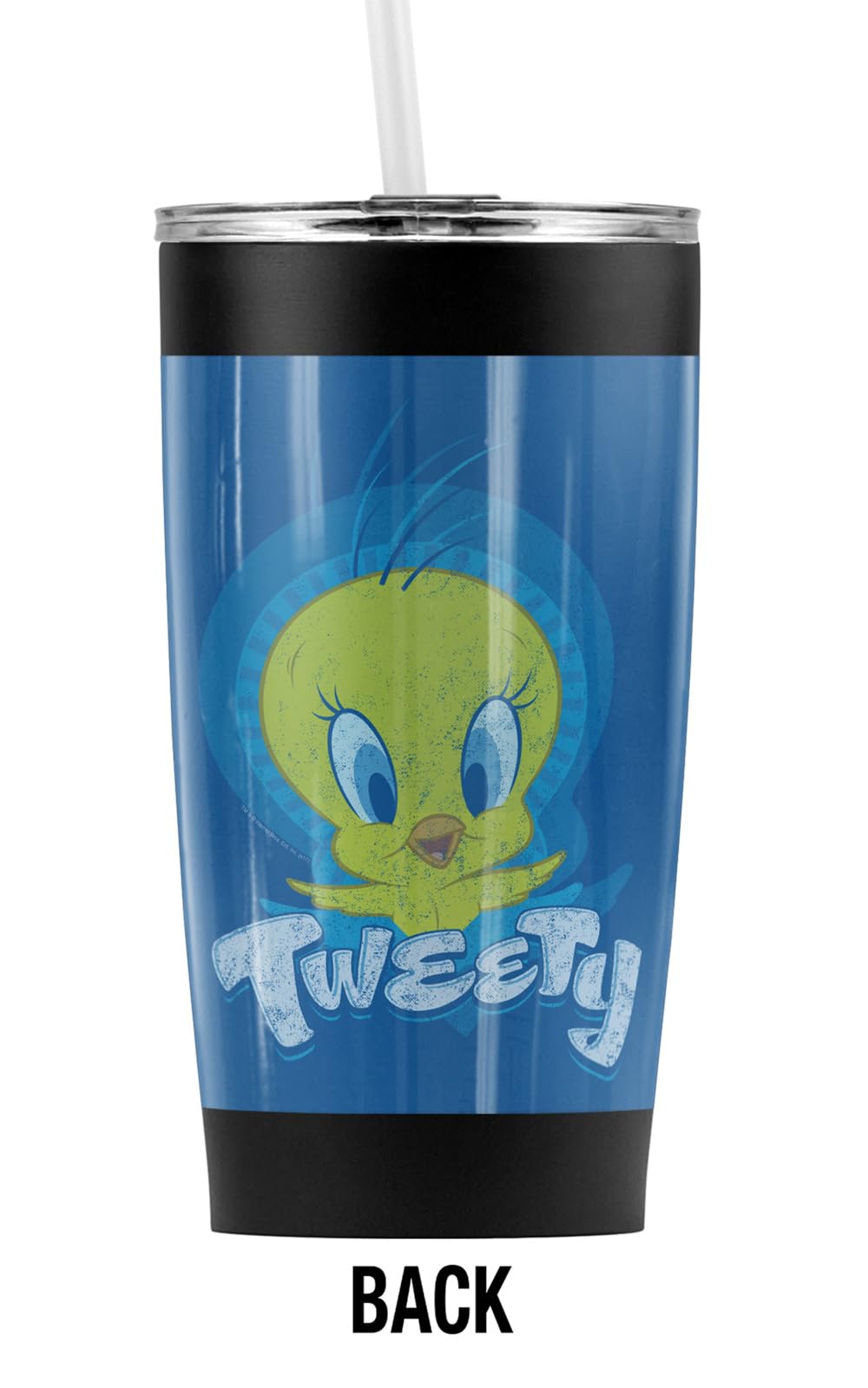 LOGOVISION Looney Tunes Tweety Swirl 20 oz Stainless Steel Tumbler - Vacuum Insulated Double Wall with Straw & Flip Lid | Leakproof Travel Mug for Coffee, Tea & Cold Drinks | Perfect for Office, Gym & Outdoor Activities