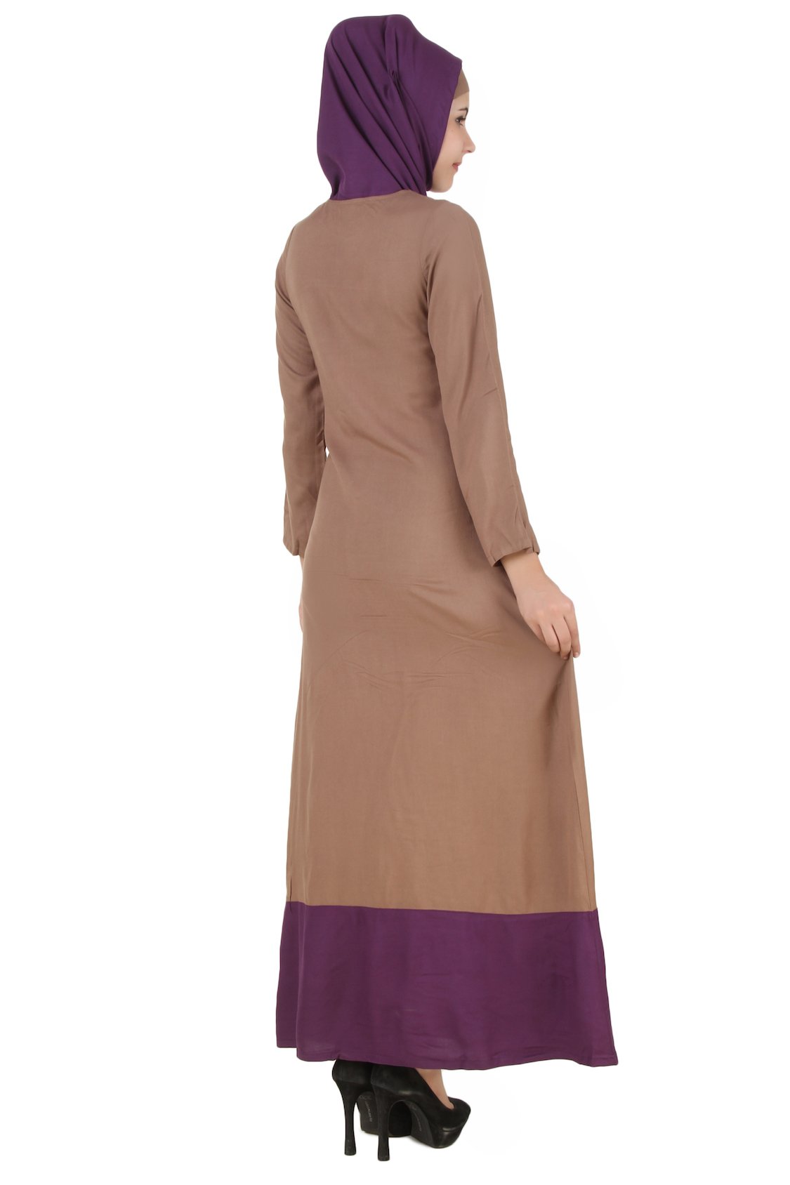 Afreen Khaki Rayon Abaya - Modest Muslim Prayer Dress for Women - Perfect for Prayer, Mosque, and Special Occasions