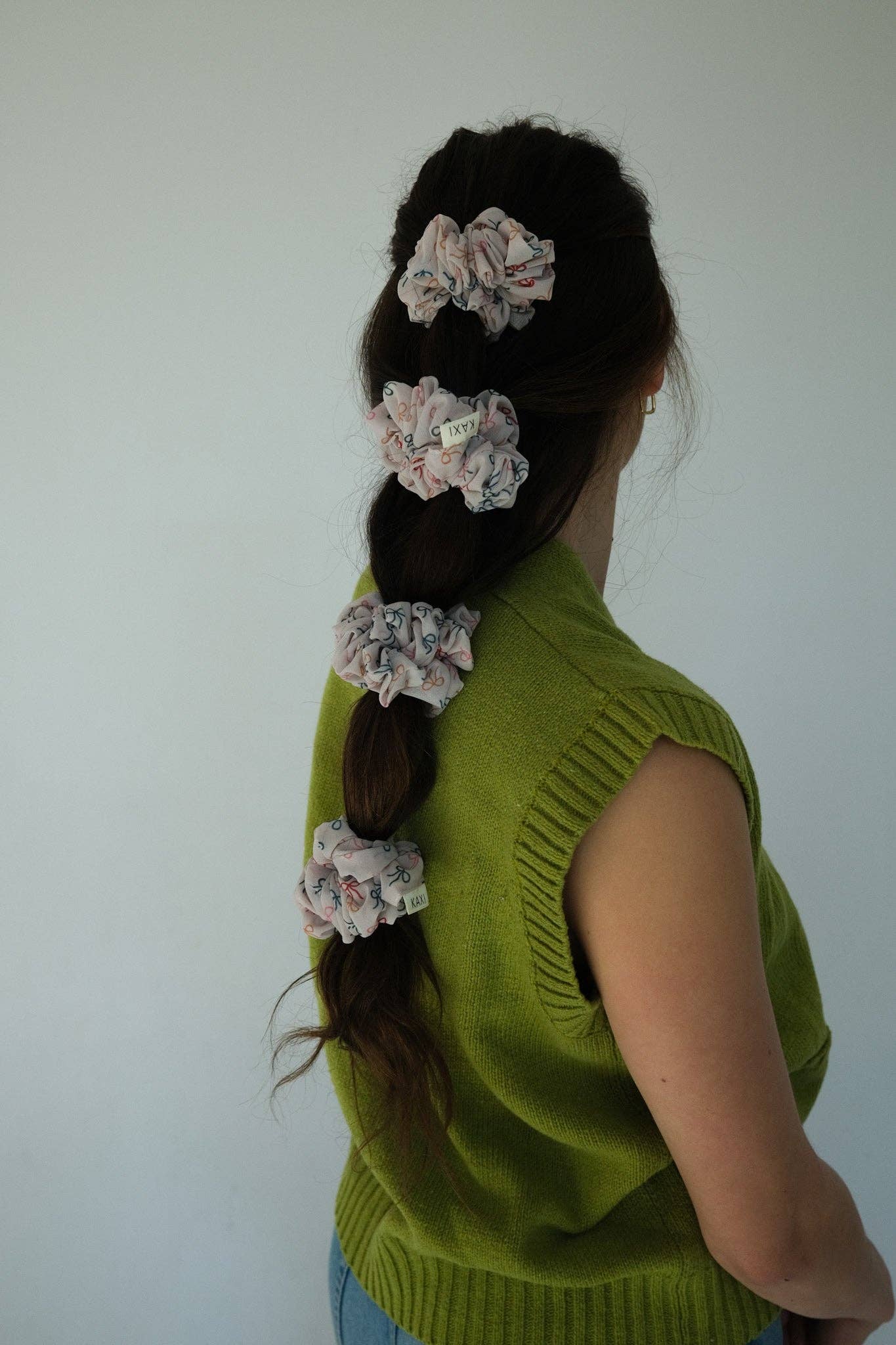 Bow Pattern Hair Scrunchie - Soft Elastic Hair Tie for Women & Girls - Perfect for Workouts, School, and Everyday Styling