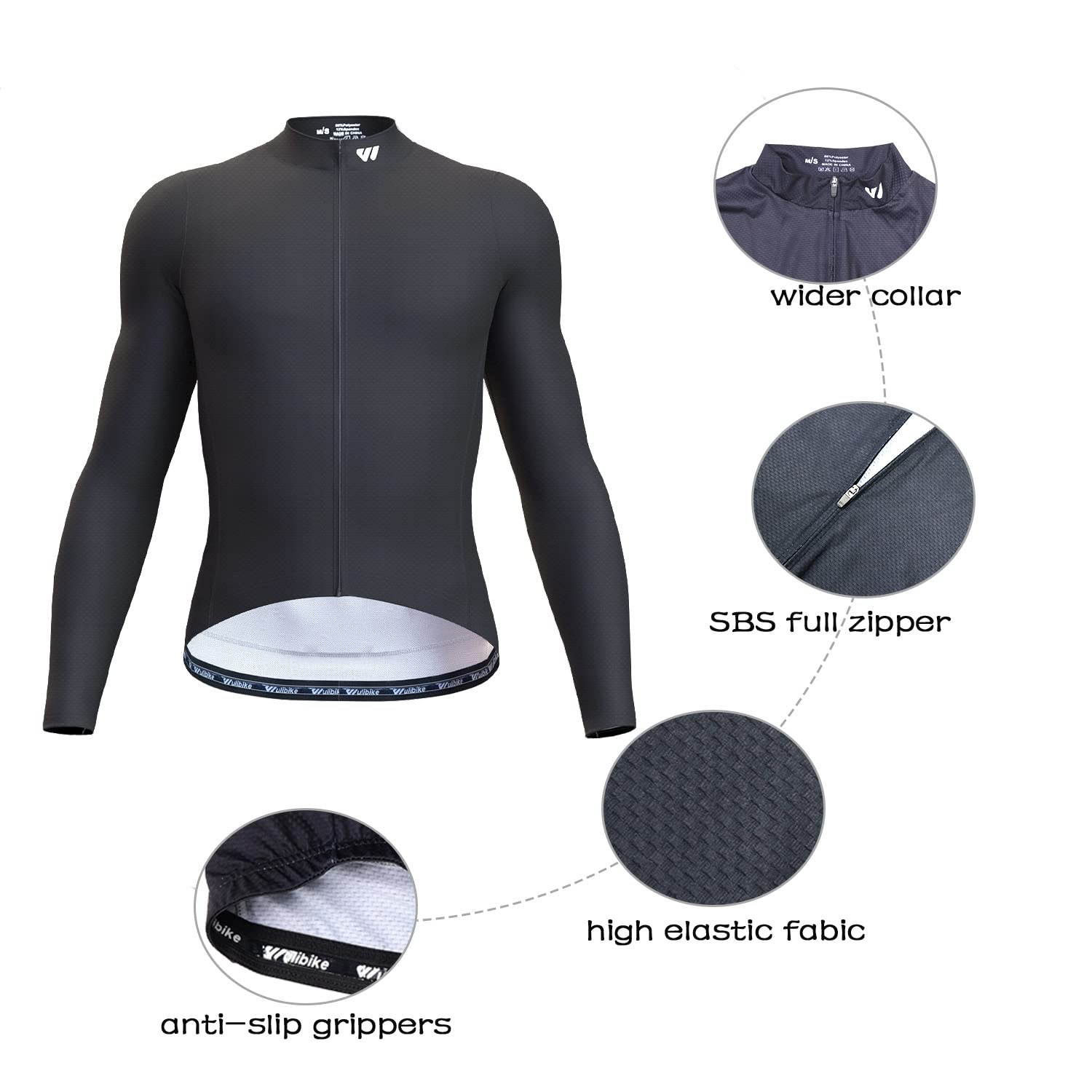 **Men's Long Sleeve Cycling Jersey - Full Zip Breathable Bike Shirt with Pockets - Road Bicycle Clothing for Training & Outdoor Riding**