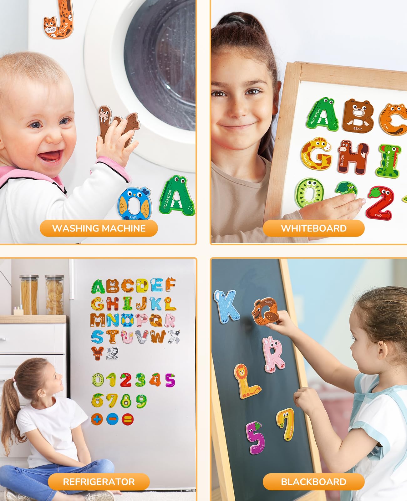 JoyCat Wooden ABC Magnets for Toddlers - 36 Uppercase Letters & Numbers for Fridge Learning & Spelling - Preschool Educational Toy