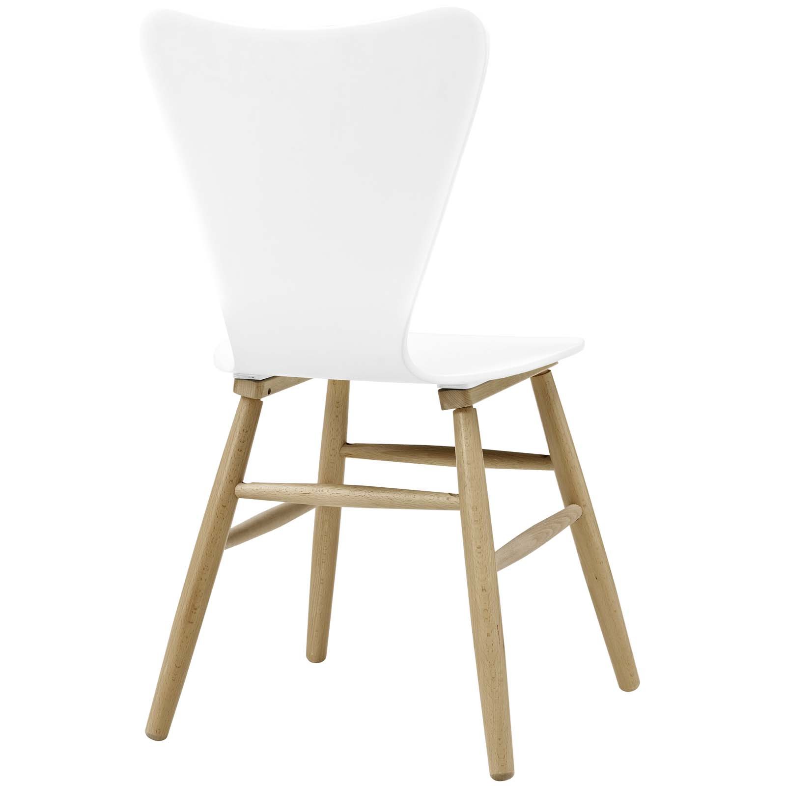 Modway Cascade Mid-Century Modern Wood Kitchen & Dining Chair - White | Stylish & Comfortable Seating for Home, Restaurant & Office