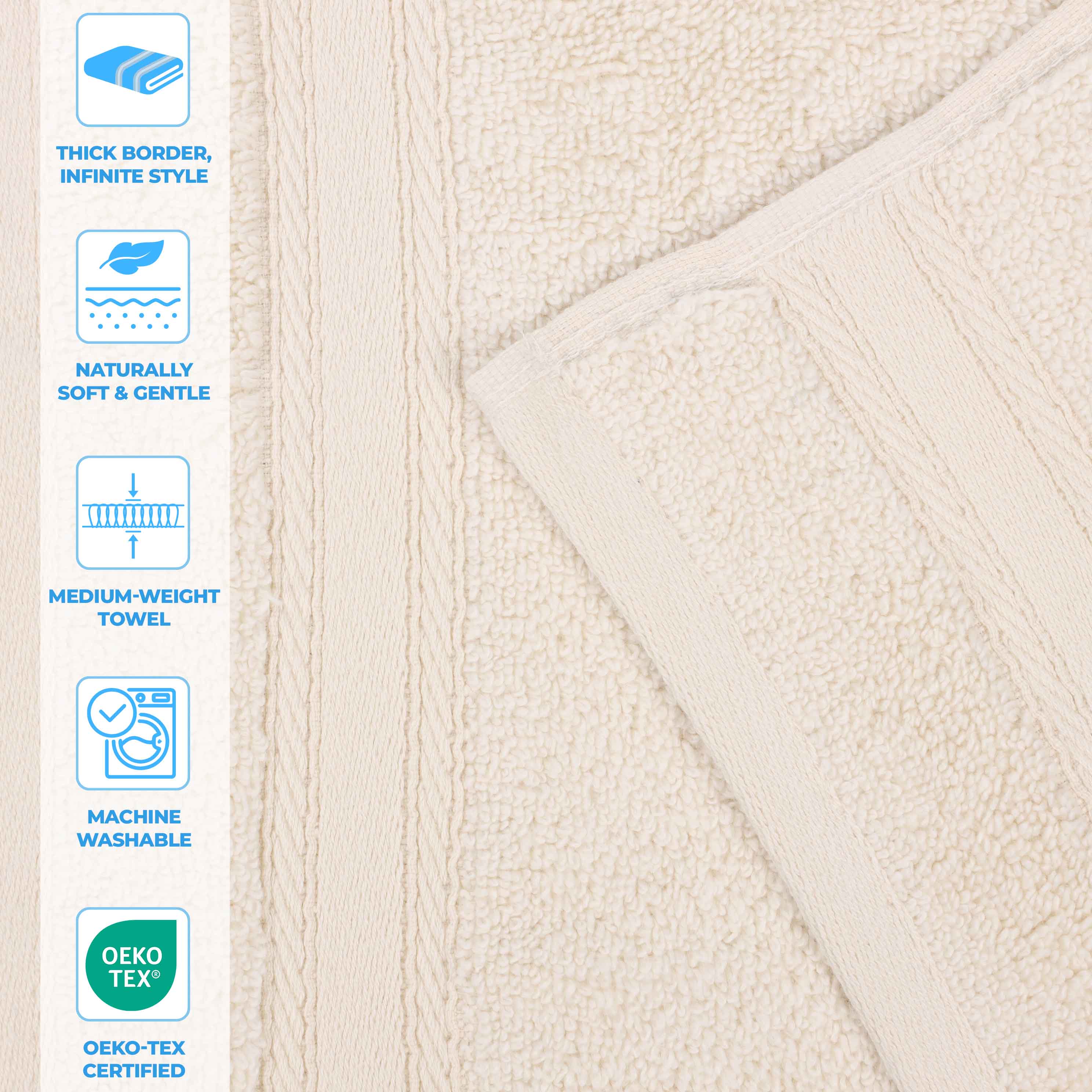 Belmont Zero Twist Cotton Medium Weight Absorbent 3-Piece Bath Towel Set | Soft & Quick-Drying | Perfect for Bathroom, Spa & Gym Use