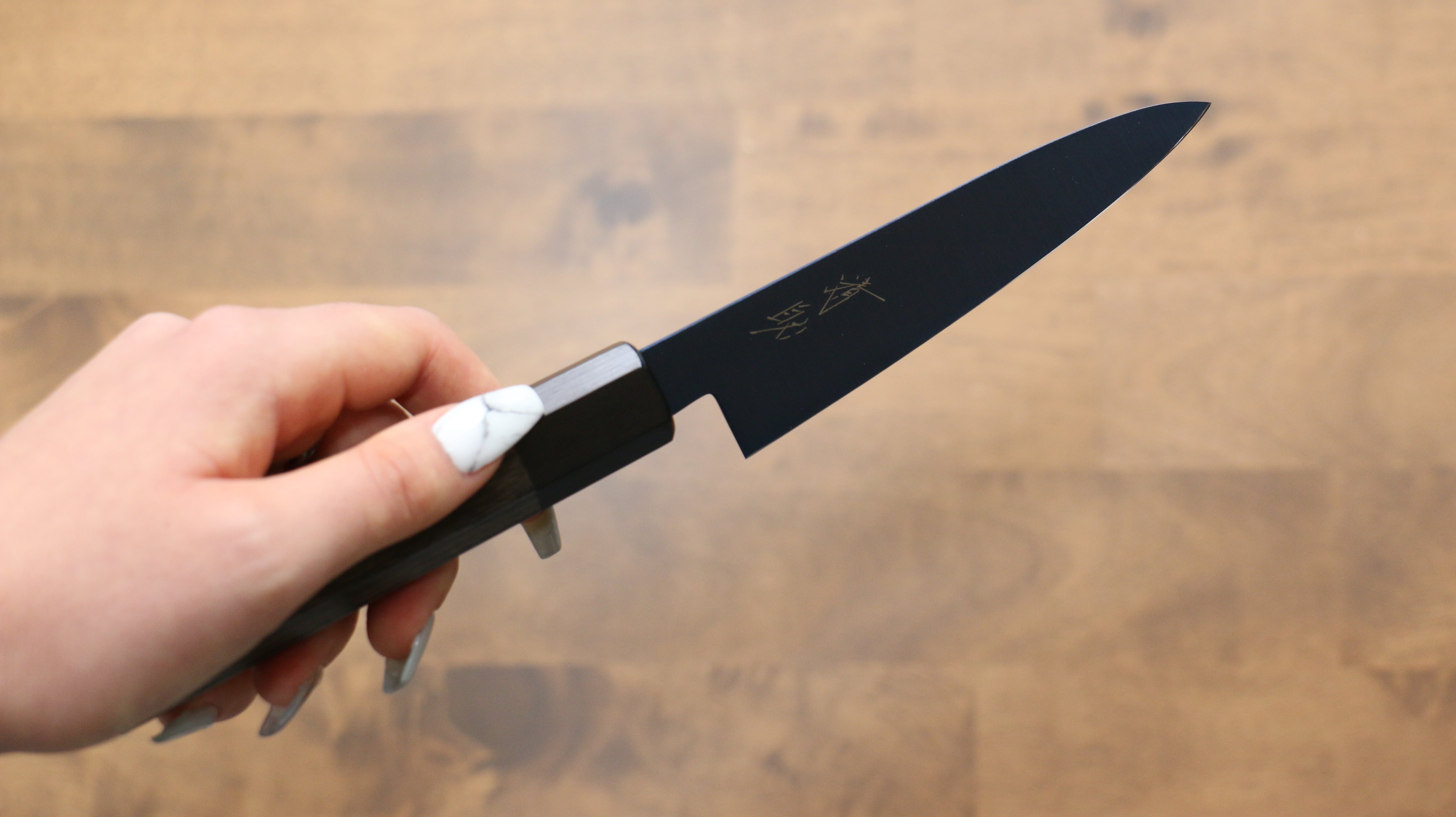 Seisuke SK 85 120mm Petty Utility Knife - Japanese Stainless Steel Blade with Ion Plating & Migaki Finish, Gray Pakkawood Handle - Perfect for Slicing Fruits, Vegetables & Small Cuts in Home Kitchen