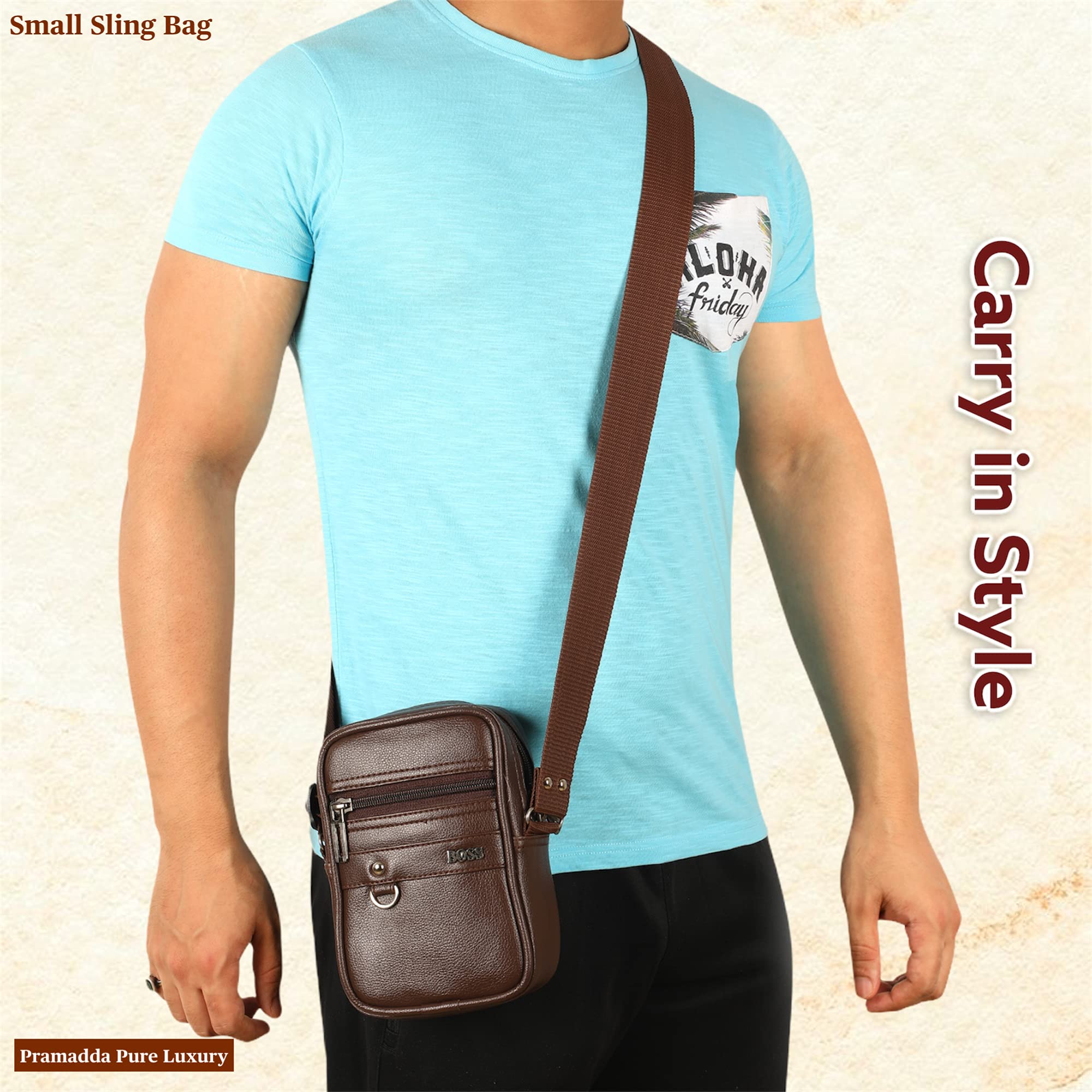 Premium Genuine Leather Sling Bag for Men & Women - Stylish Chest Crossbody Bag with Secure Mobile Pocket - Perfect for Travel, Passport, Documents & Essentials - Ideal Corporate Gift for Professionals