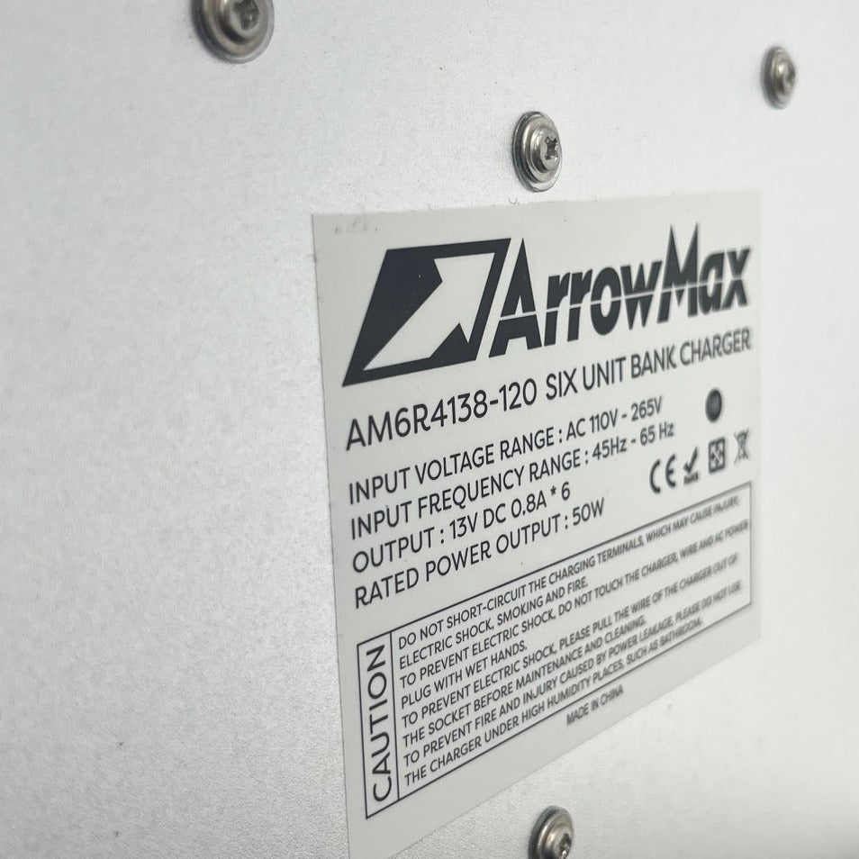 ArrowMax AM6R4138 120 Six Unit Bank Charger for Motorola CP200D & CP200 Radios - Fast Charging Station for Commercial & Industrial Use