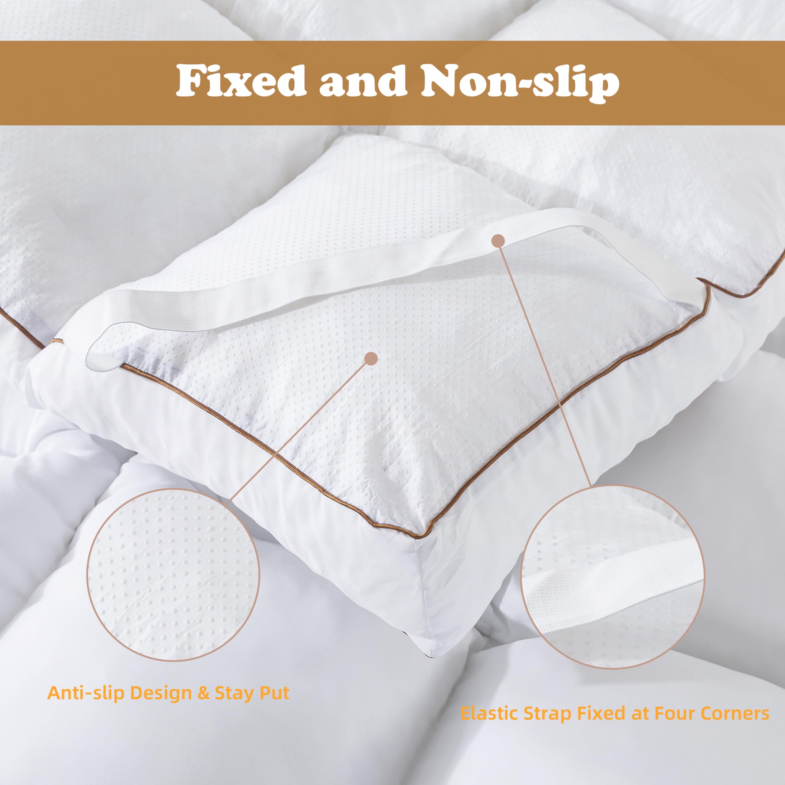 3 Inch King Size Memory Foam Mattress Topper - 1700GSM Fluffy Shredded Foam Pillow Top with 4 Anchor Elastic Bands & Anti-Slip Bottom (78x80in) - Perfect for Back Pain Relief, Guest Beds, and Luxury Hotel-Style Comfort