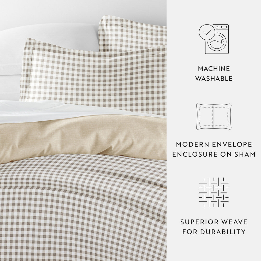 Reversible Gingham Check Duvet Cover Set - 3 Piece Bedding Set for Boys, Girls & Teens - Perfect for Bedroom, Dorm & Guest Room Decor
