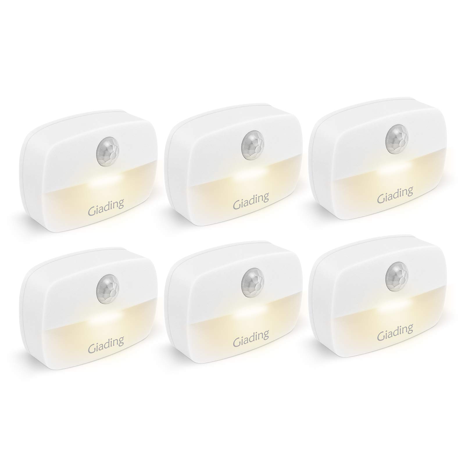 Motion Sensor Night Light Indoor - LED Battery Operated Wall Lights, Warm White Night Light (6-Pack) - Perfect for Bedrooms, Hallways, Bathrooms & Nurseries