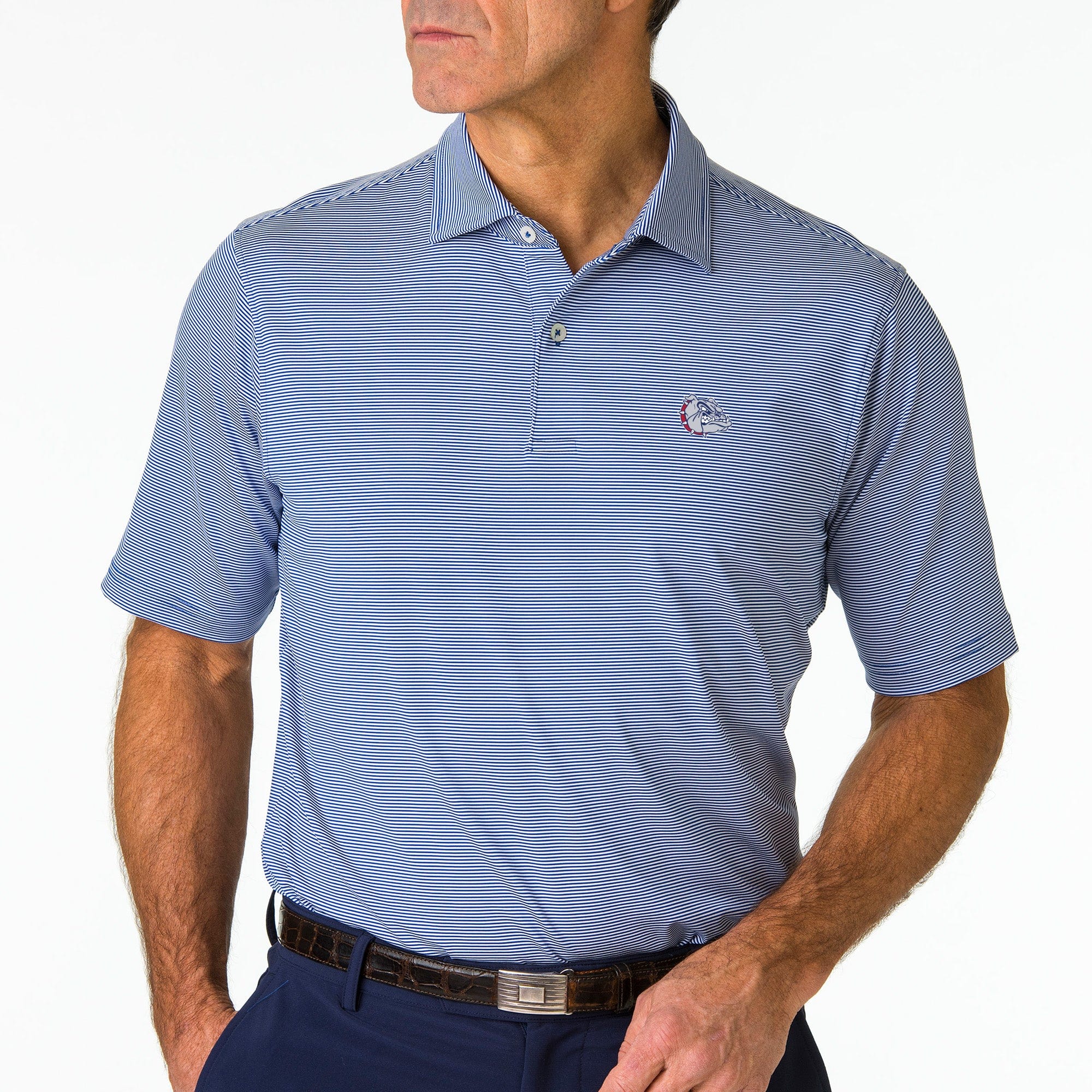 Gonzaga Bulldogs Men's Mini Stripe Jersey Polo Shirt - Official NCAA Collegiate Apparel for Fans, Game Day & Casual Wear