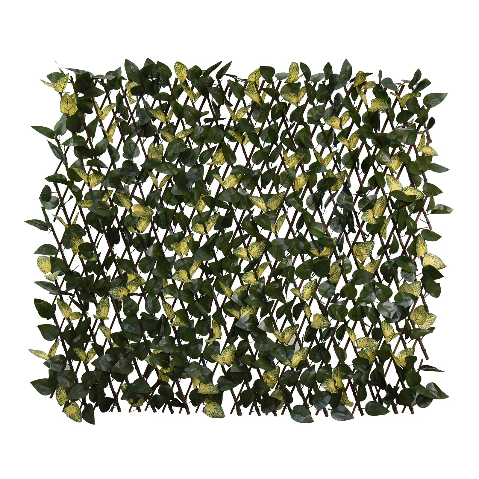 Jiumu Yiya Expandable Privacy Fence Screen for Balcony, Patio, Yard - Decorative Artificial Ivy Fencing Panel with Single-Sided Leaves (2 Pack, Yellow) | Outdoor Garden Privacy Solution & Backyard Decor