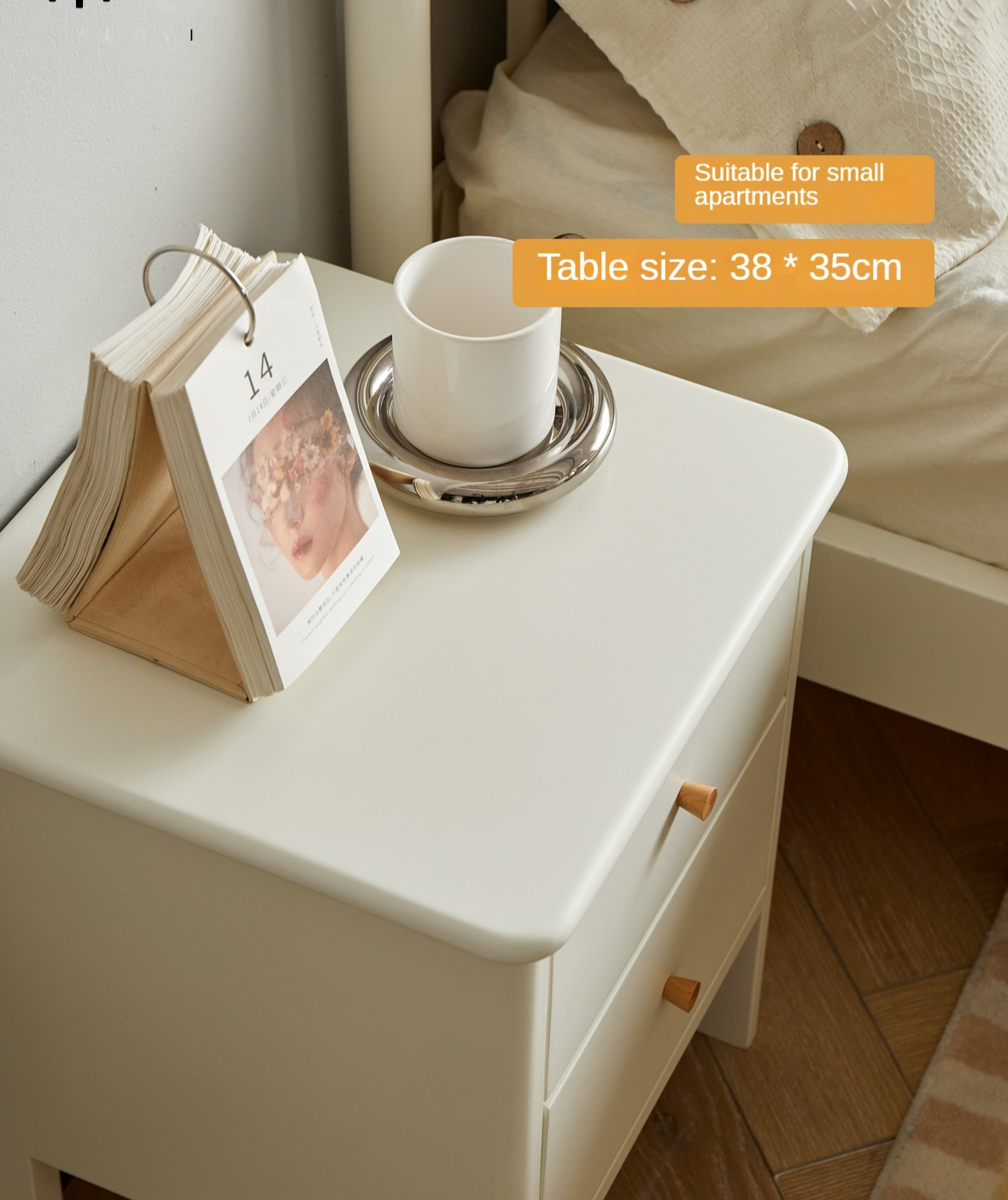 Premium White Beech Solid Wood Nightstand - Elegant Bedside Table for Bedroom, Guest Room & Nursery - Durable & Stylish Storage Solution