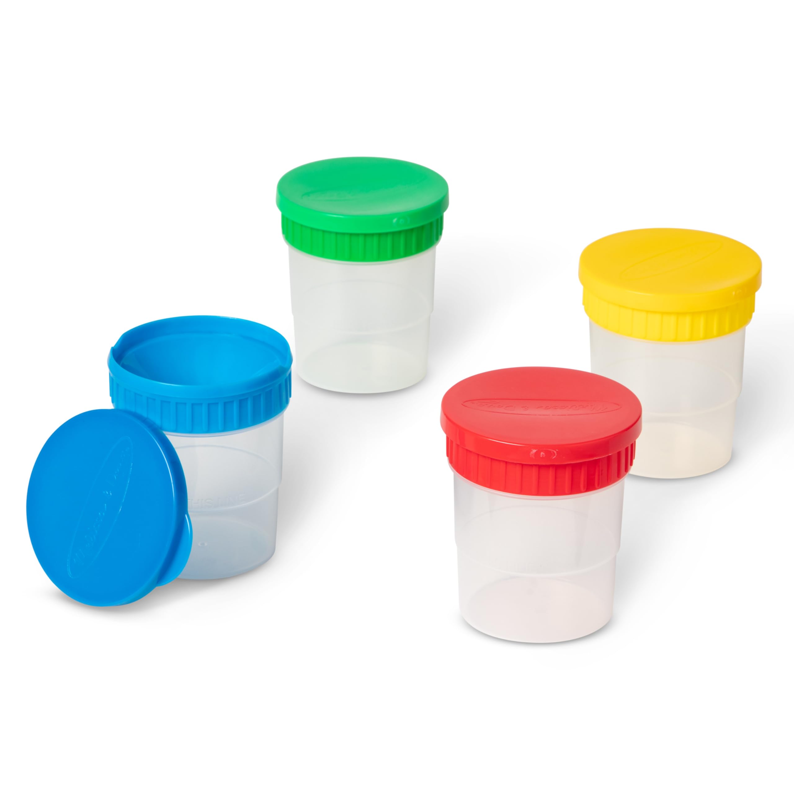 Melissa & Doug Spill-Proof Paint Cups - 4-Pack with Airtight Seal & Snap Lids - Reusable No-Spill Paint Storage Containers for Kids - Perfect for Art Projects, Classroom Activities & DIY Crafts